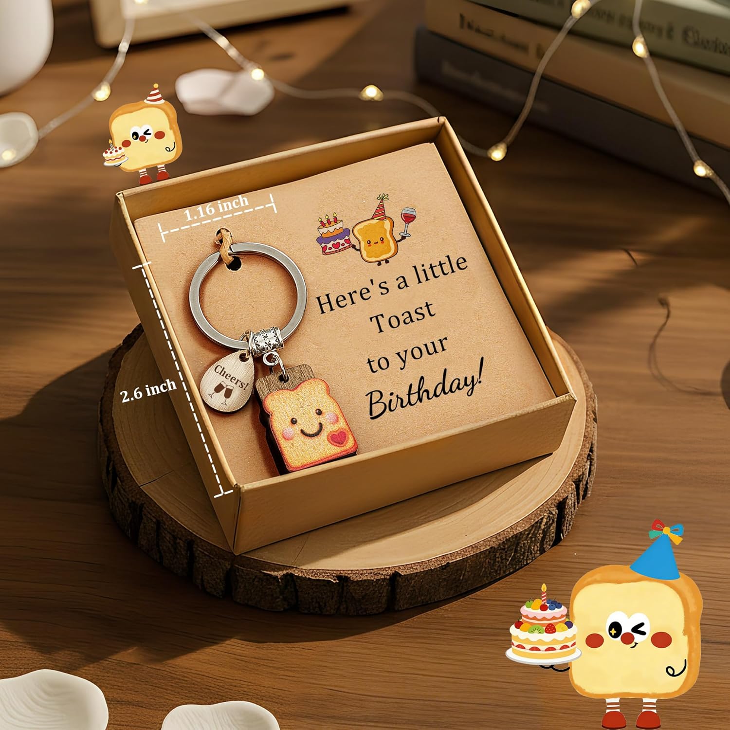 PEALICIOUS Cute Toast Keychain for Girls, New Beginnings Gifts for Best Friend as Next Chapter Stuff, Cute Love Engagement Housewarming Birthday New Job Gifts for Coworker Couple Bestie Sister Parents - Image 4