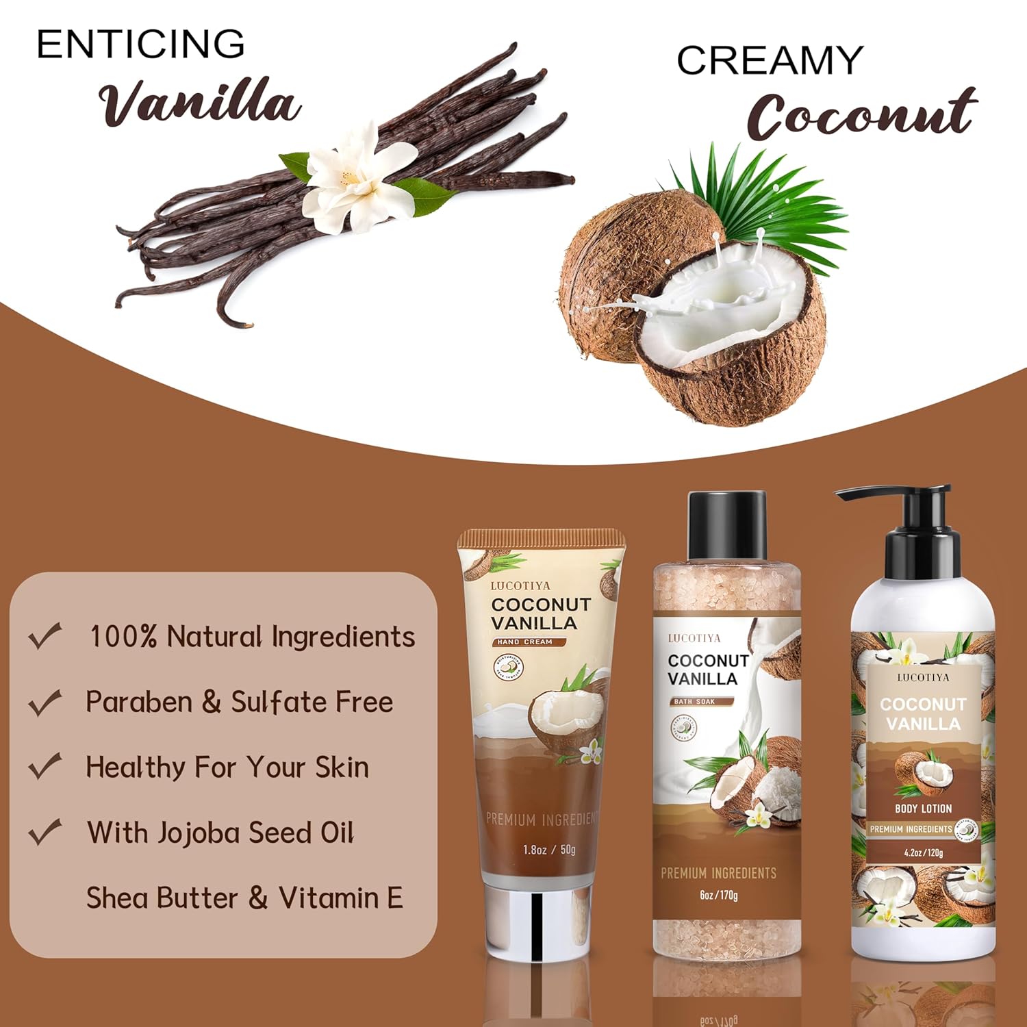Gifts for Women, Birthday Gifts for Women, Bath and Body Gifts Set, Vanilla Coconut Spa Gift for Self Care,Thank you Relaxing Bath Sets for Mom, Grandma, Girlfriend, Sister, Friends - Image 4