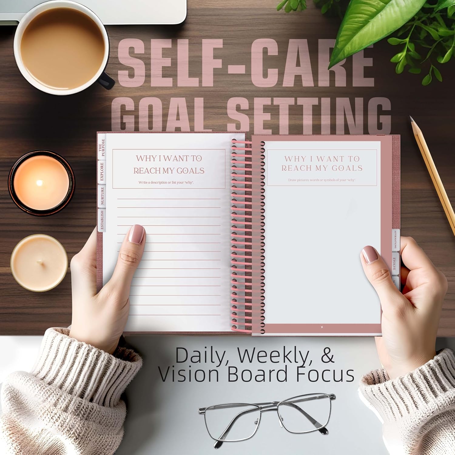 Planners with Purpose Self Care Journal – Guided Daily Reflection Notebook to Support Mental & Physical Health Habits – Self Love Manifestation & Affirmations Planner - Personal Growth Goals Happiness - Image 5