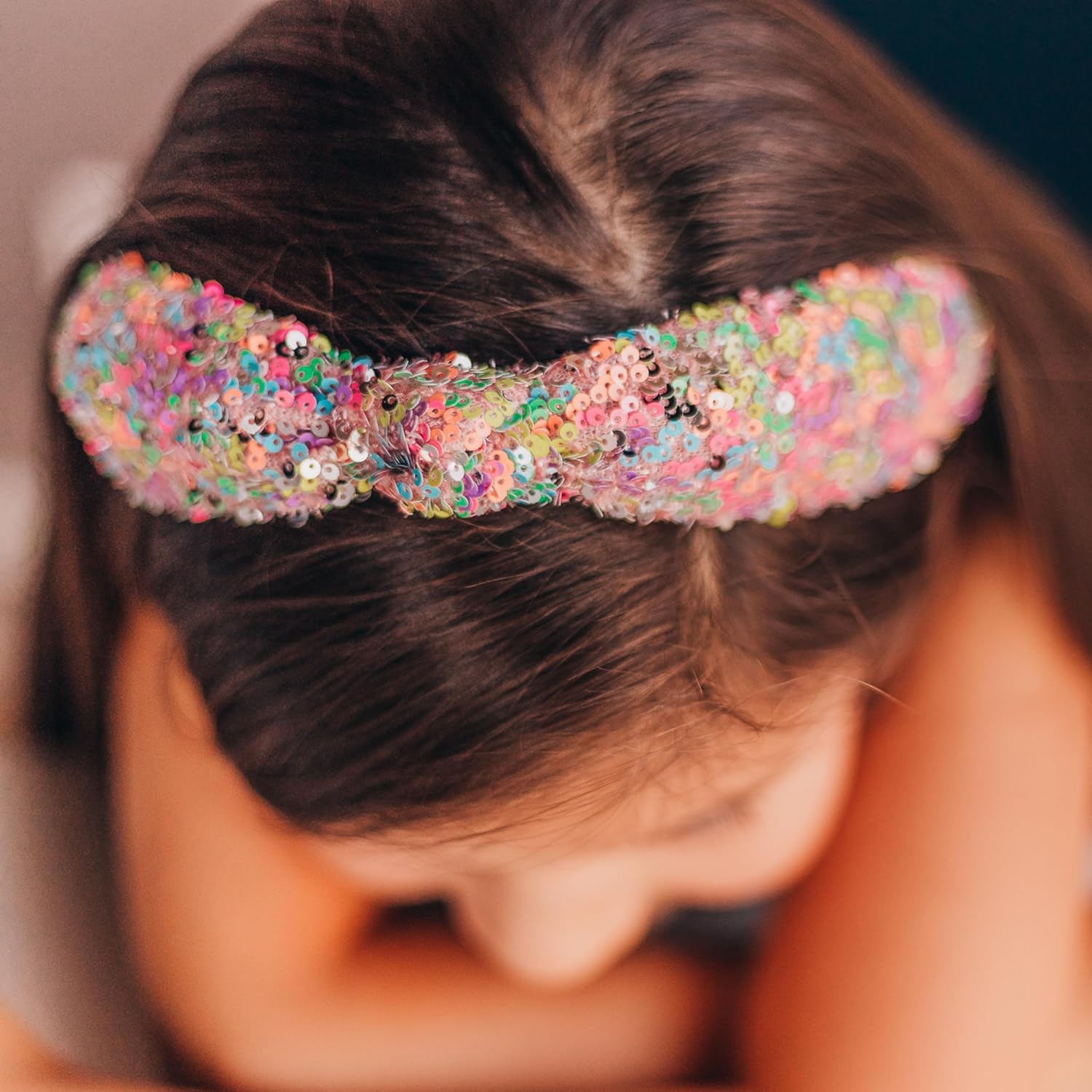 FROG SAC Knotted Headbands for Girls - Rainbow Sequin Knot Head Bands for Kids, Sparkly Toddler Headband, Sparkle Beaded Hair Band Accessories, Easter Basket Fillers Stocking Stuffers - Image 3