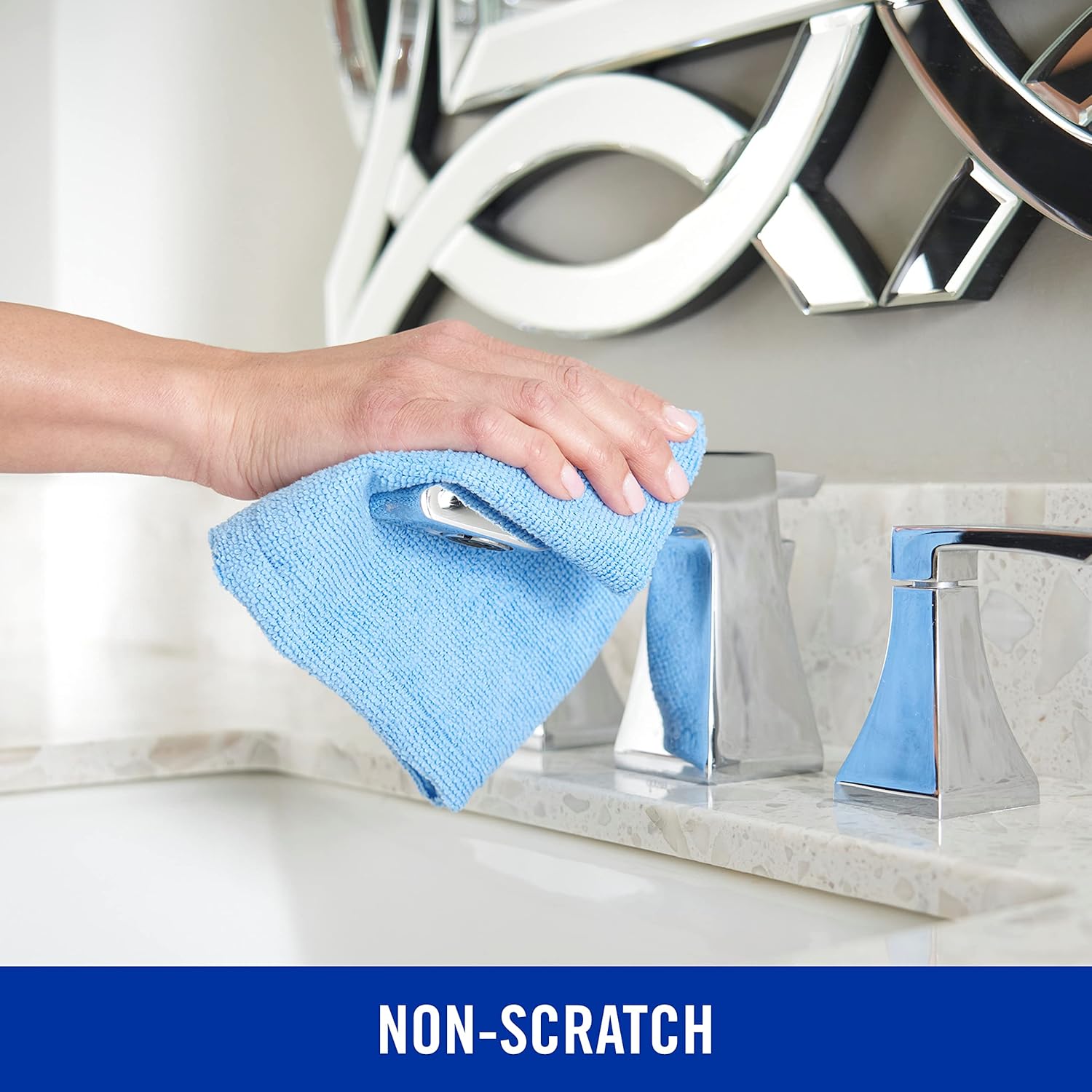 Quickie Microfiber Cleaning Cloth 14 x 14 Inches Blue Pack of 24 Washable and Reusable Ideal for Multi-Surface Indoor/Outdoor Dusting and Polishing - Image 2
