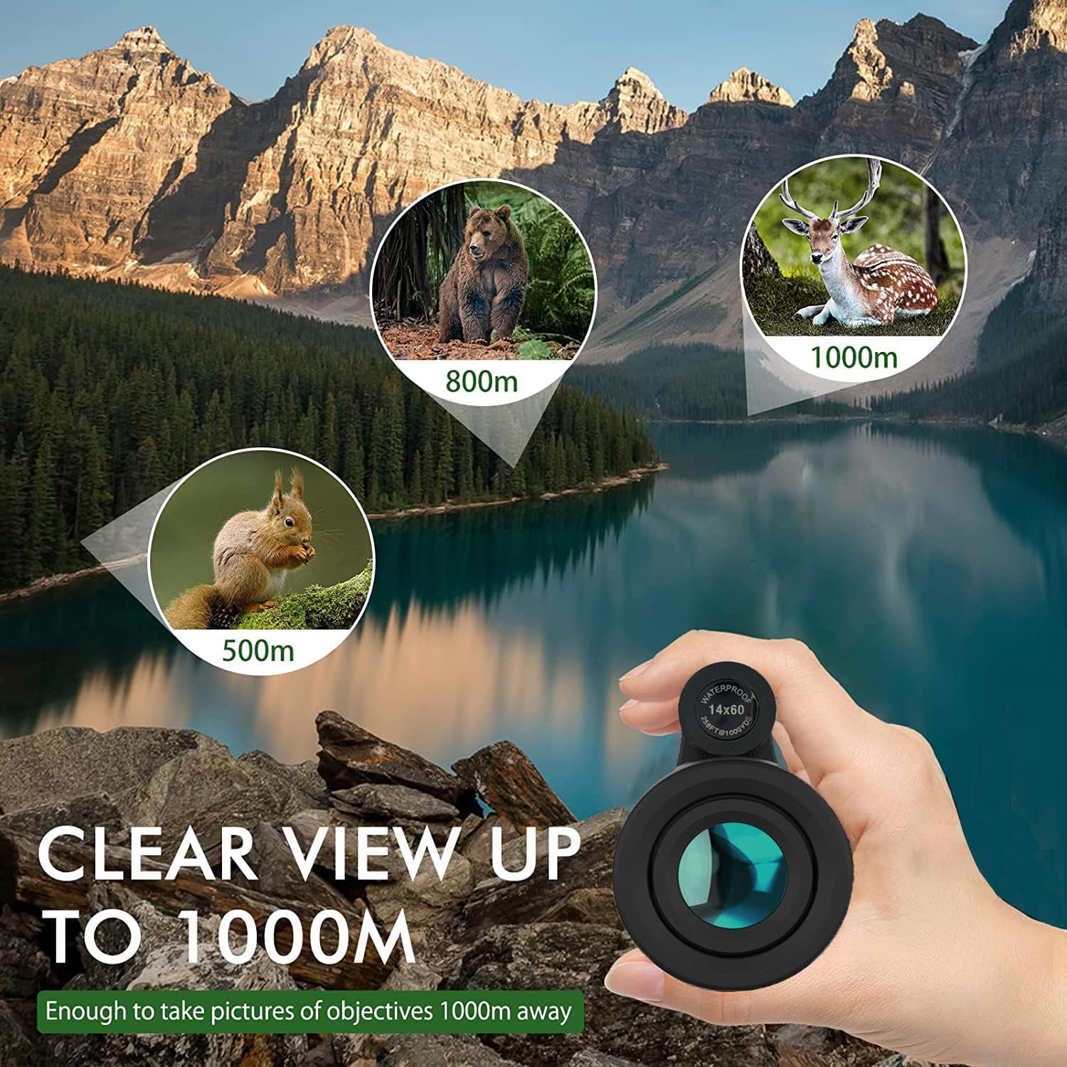 Birthday Gifts for Men Dad Husband Him Young, 12x60 Powerful Monocular Telescope with Phone Adapter & Tripod, SMC & BAK4 Prism, for Fathers Day, Hiking Gifts for Outdoors Lover - Image 4