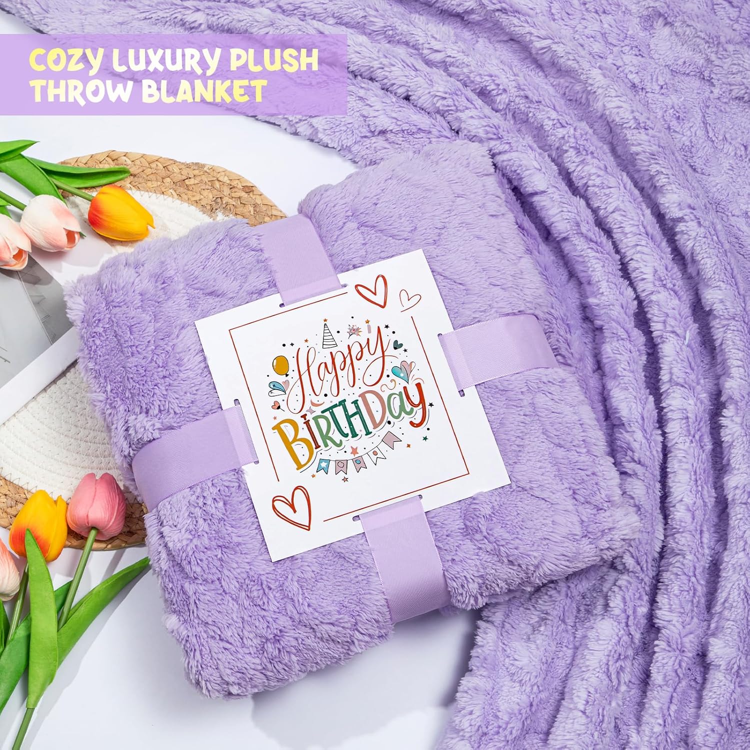 Birthday Gifts for Women, 13PCS Unique Happy Birthday Gifts Basket for Mom Her Best Friend Sister Wife Girlfriend Coworker Bestie, Luxury Self Care Box Relaxing Spa Gifts Set (Lavender) - Image 3