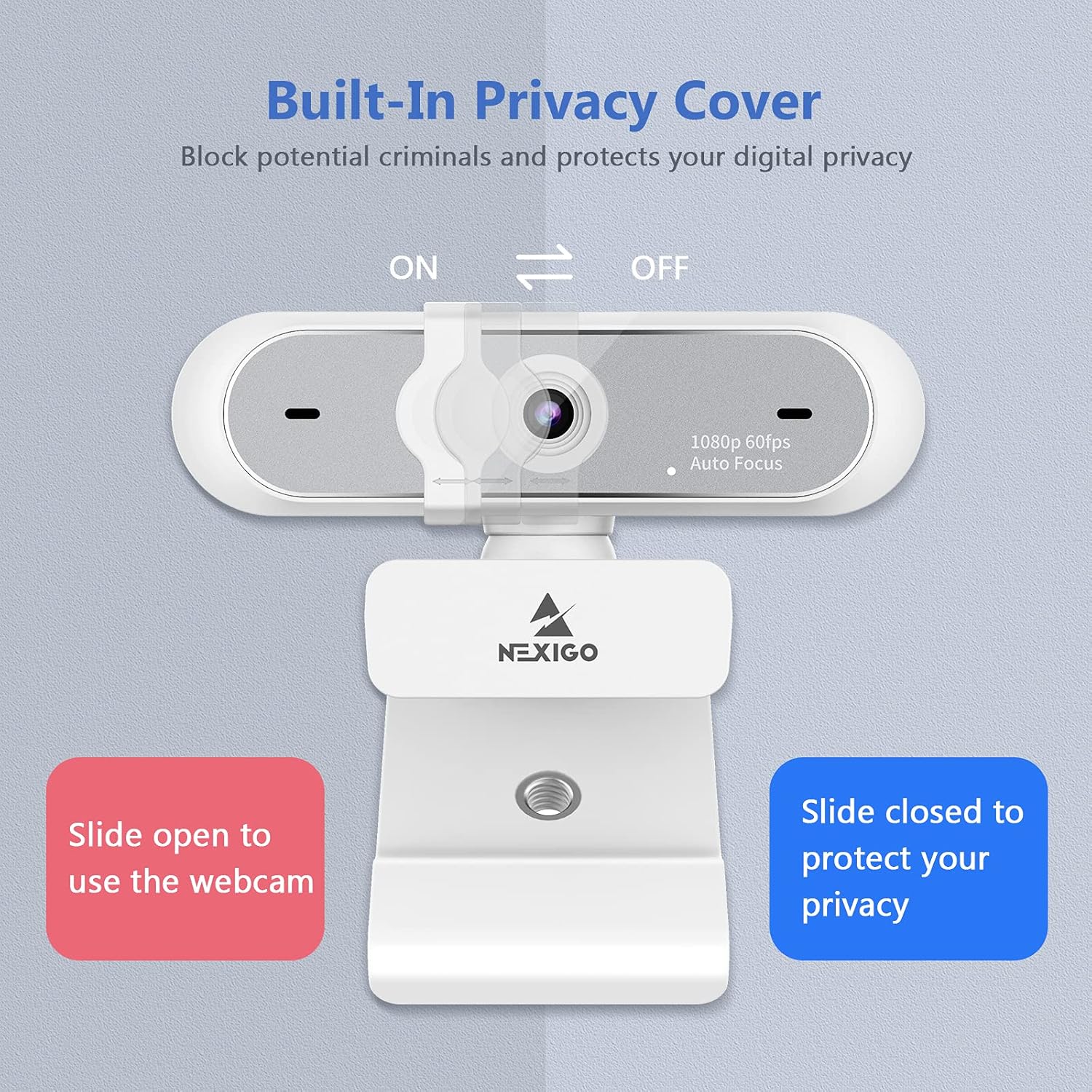 NexiGo N660P 1080P 60FPS Webcam with Software Control, Dual Microphone & Cover, Autofocus, HD USB Computer Web Camera, for OBS/Zoom/Skype/FaceTime/Teams/Twitch, White - Image 5