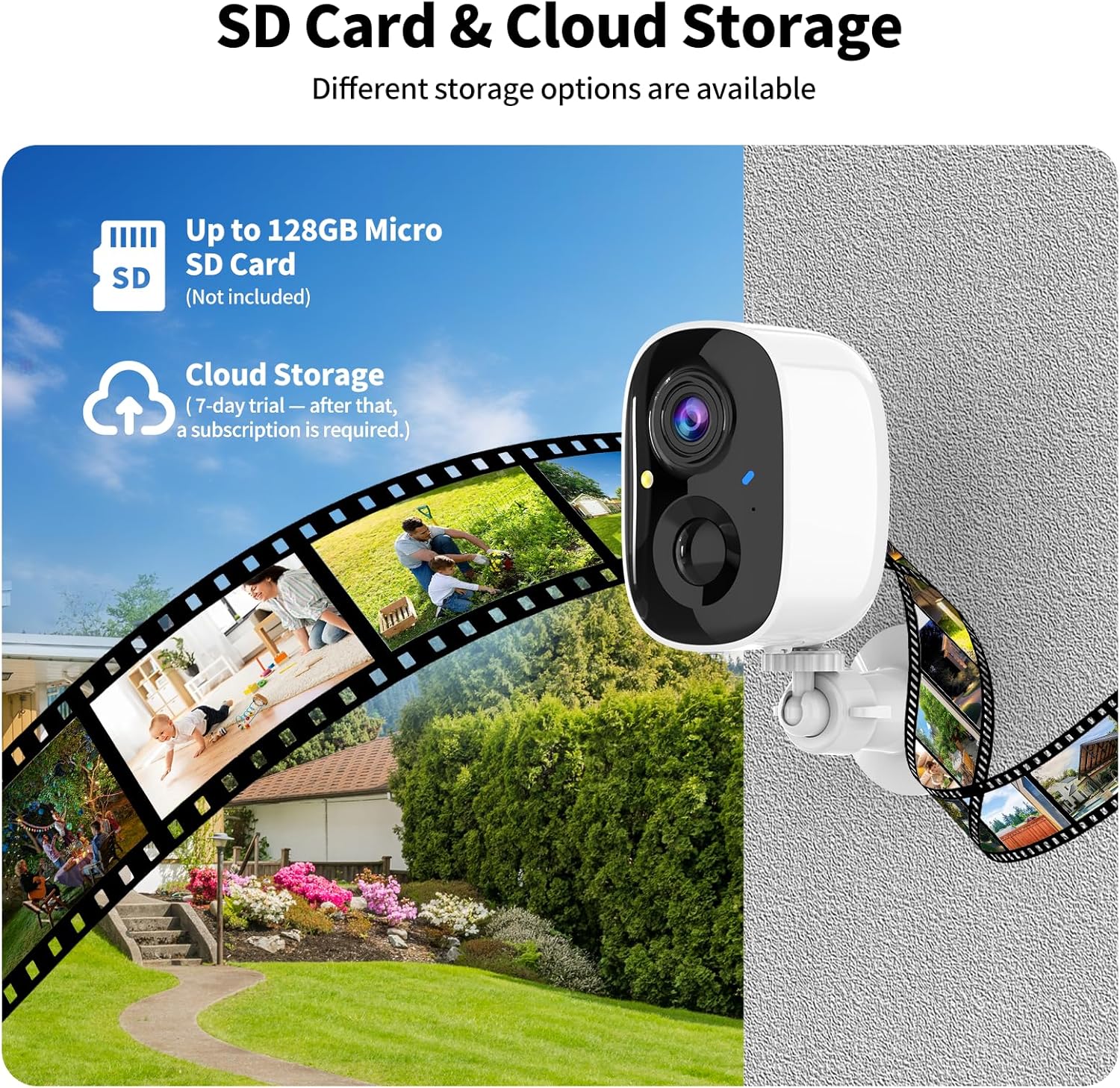 Security Cameras Wireless Outdoor,2K Indoor WiFi Wireless Cameras,Outside Battery Powered Camera for Home Security,AI Motion Detection,Color Night Vision,Spotlight,Siren Alarm,SD/Cloud Storage,2 Pack - Image 6
