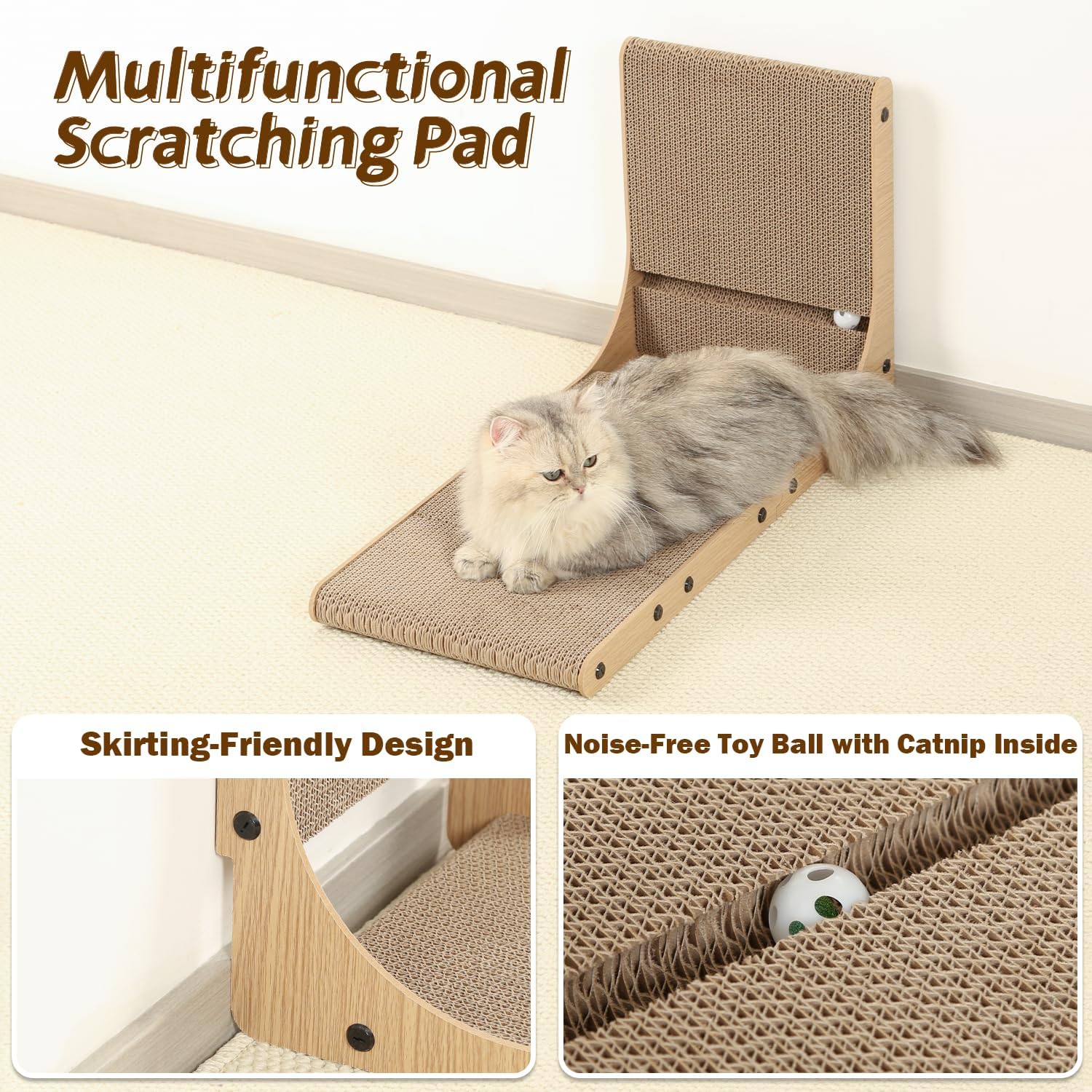 Zakkart 2-Pack Cat Scratching Board, 25.6'' Tall Cardboard L Shape Vertical Cat Scratchers for Indoor Cats, Cat Scratching Post for Wall and Couch, Large - Image 5