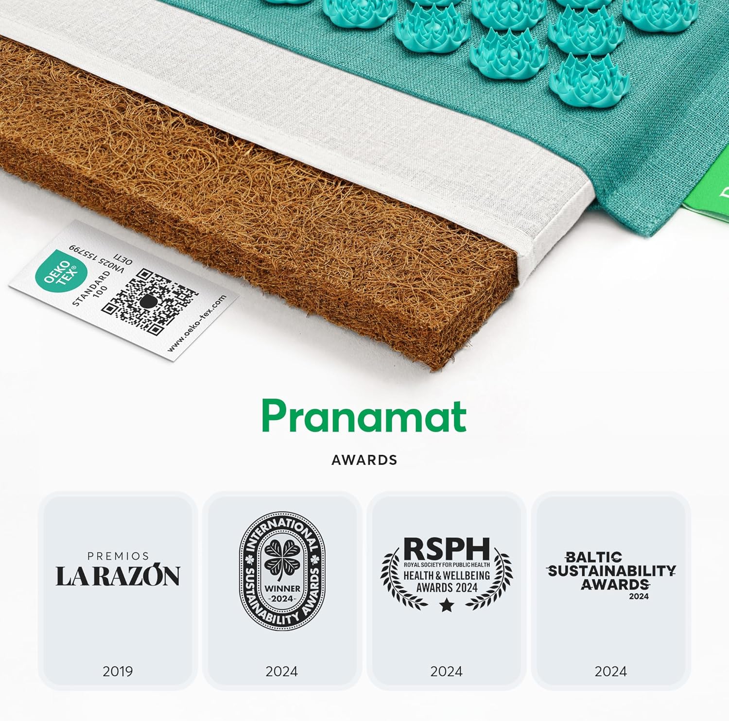 Acupressure Large Mat and Pillow Set, Premium Acupressure Therapy for Pain Relief and Relaxation, Handcrafted in Europe with Sustainable and Natural Materials (Obsidian) - Image 6