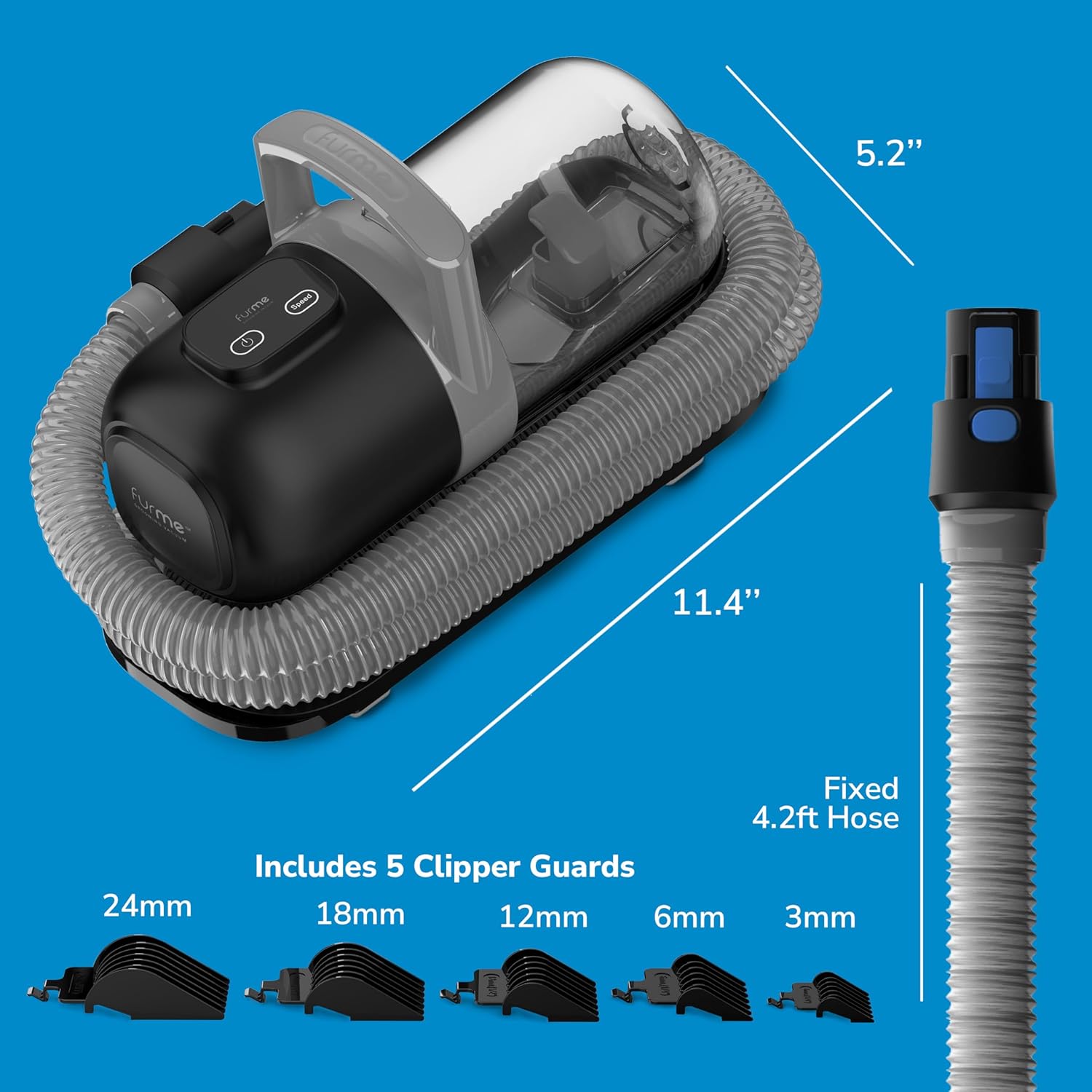 FurMe Original Pet Grooming Vacuum Kit - Cat & Dog Grooming Kit for Easy Pet Care at Home, Quiet & Safe Dog Hair Remover Machine with Brush, Clipper, Shedding & Cleaner Tools & 1L Canister - Image 7