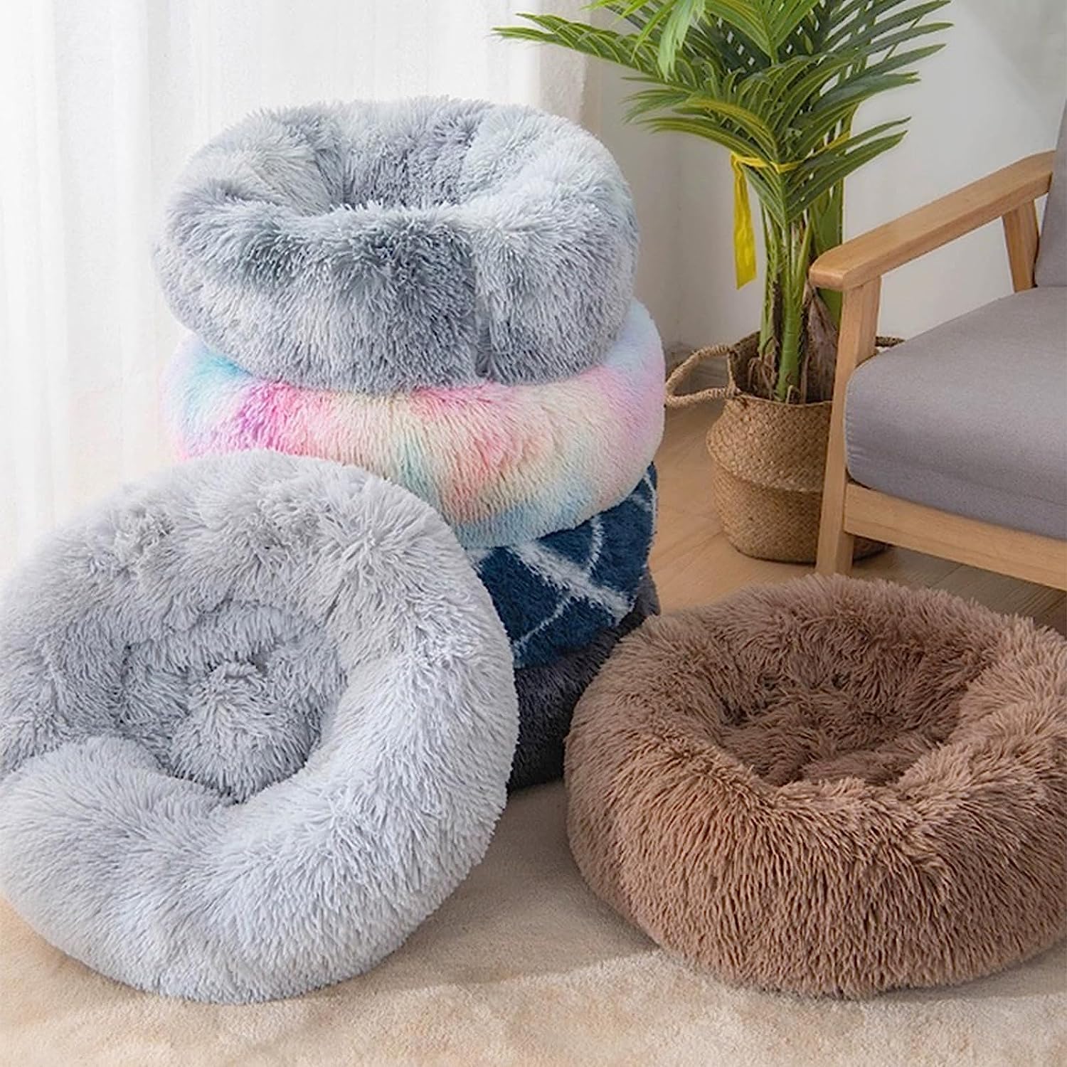 Dog Bed for Small Medium Large Dogs Cats, 20 inch Calming Washable-Round Cozy Soft Pet Bed for Puppy and Kitten with Slip-Resistant Bottom - Image 6