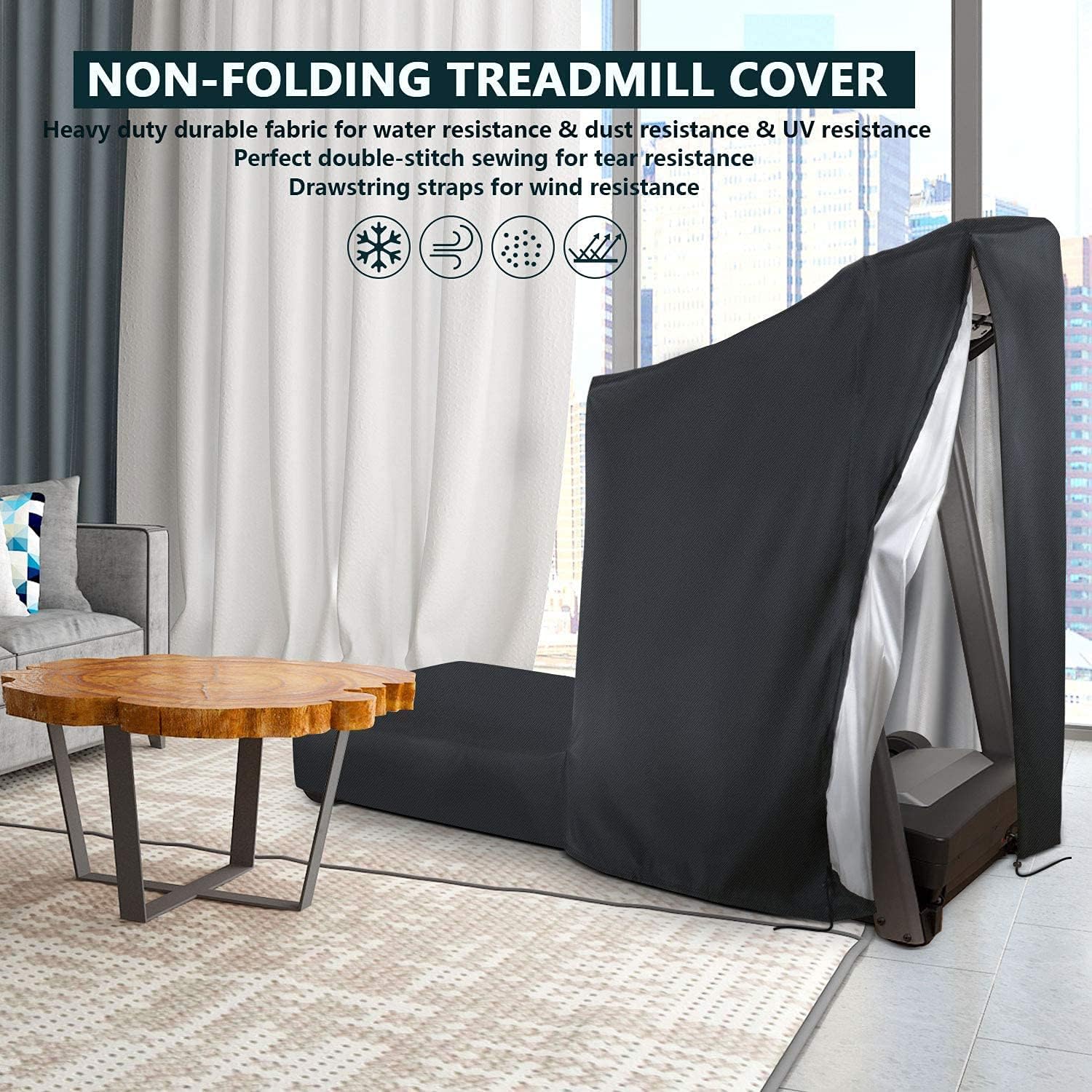 POMER Treadmill Covers, Dustproof Waterproof Non-Folding Running Machine Protective Cover with Zipper - Ideal for Indoor Outdoor Home Treadmill Use - Image 6