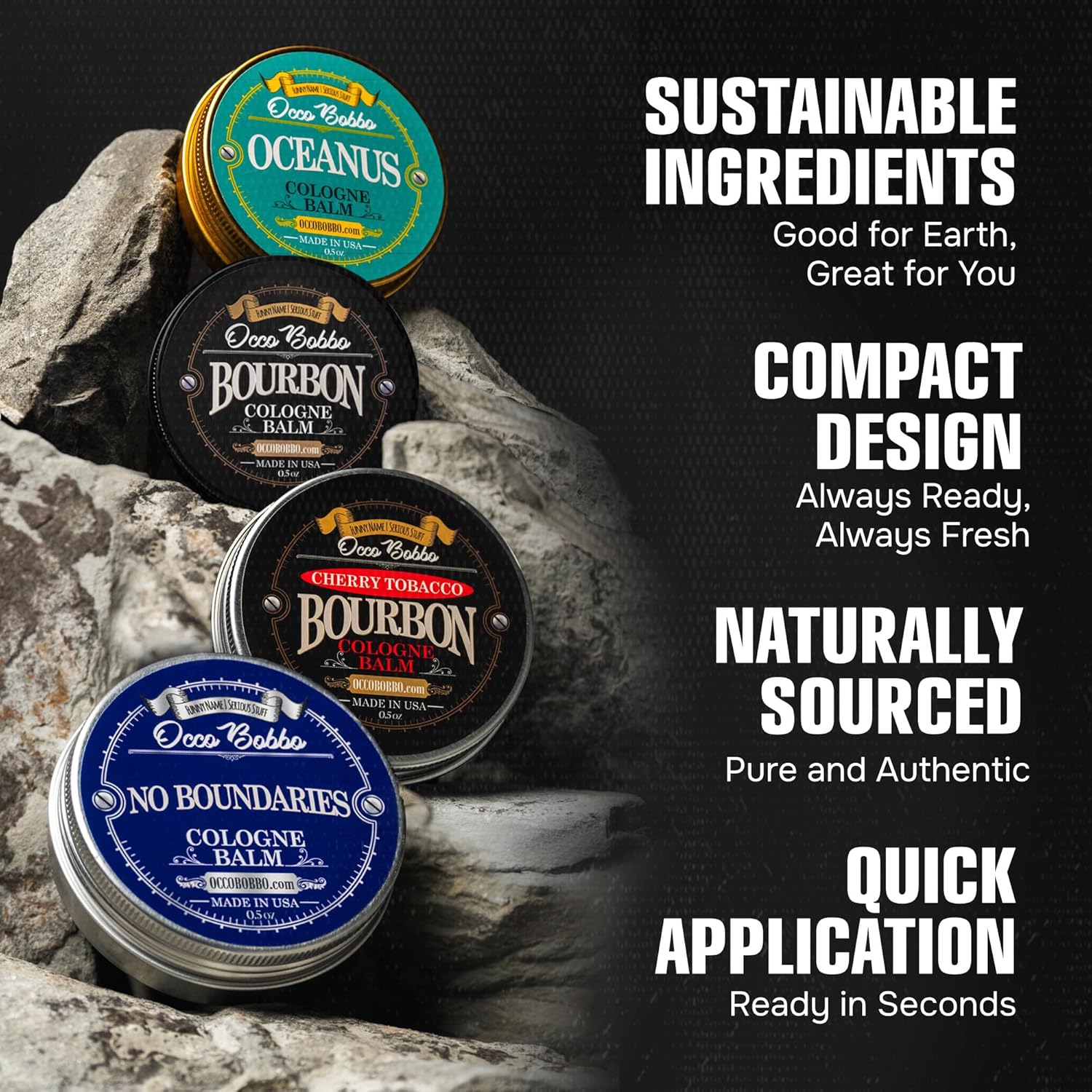 Handy Hound Occo Bobbo Solid Cologne for Men Samples Set - Men's Cologne Gift Set - Travel Size (4) .5 oz tins - Image 6
