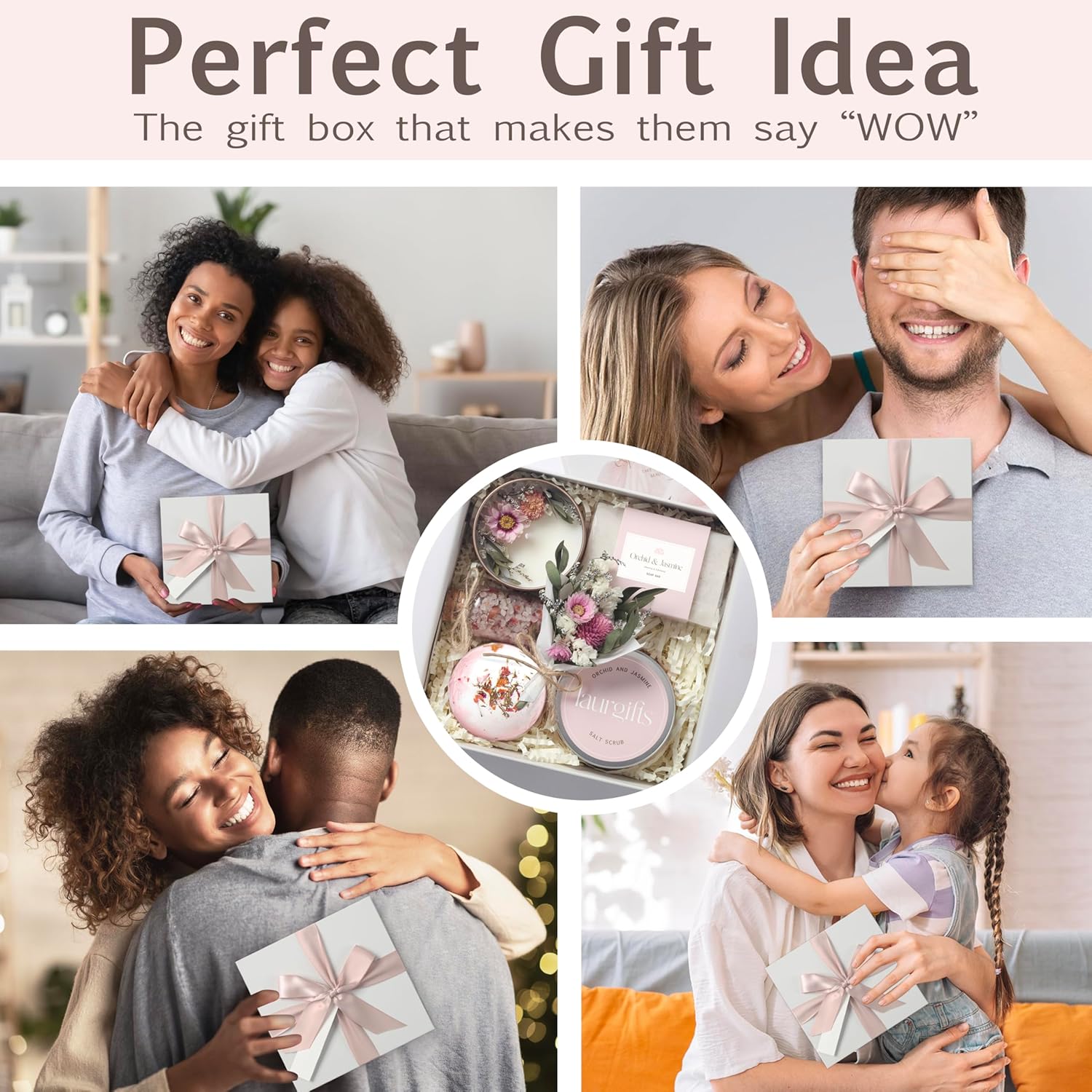 Birthday Gifts for Women – Luxury Candle Set & Bath Sets Spa Basket, Small Orchid & Jasmine Self Care Box, Gift Basket for Mom, Wife or Friend - Image 6