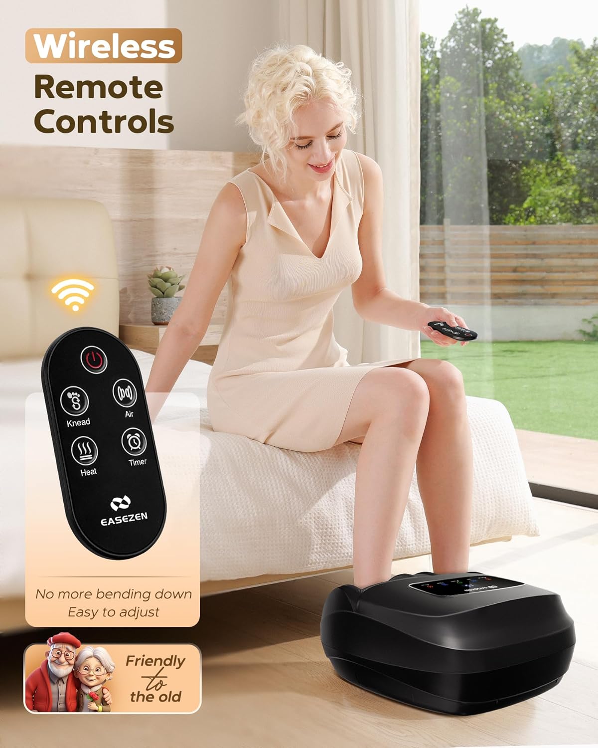 EaseZen Foot Massager Machine with Heat, Shiatsu Foot Massager with Remote, 2026 Upgraded Deep Kneading, for Plantar Fasciitis, Neuropathy, Birthday Gifts for Women Mom Men Dad, Up to Foot Size 14 - Image 6
