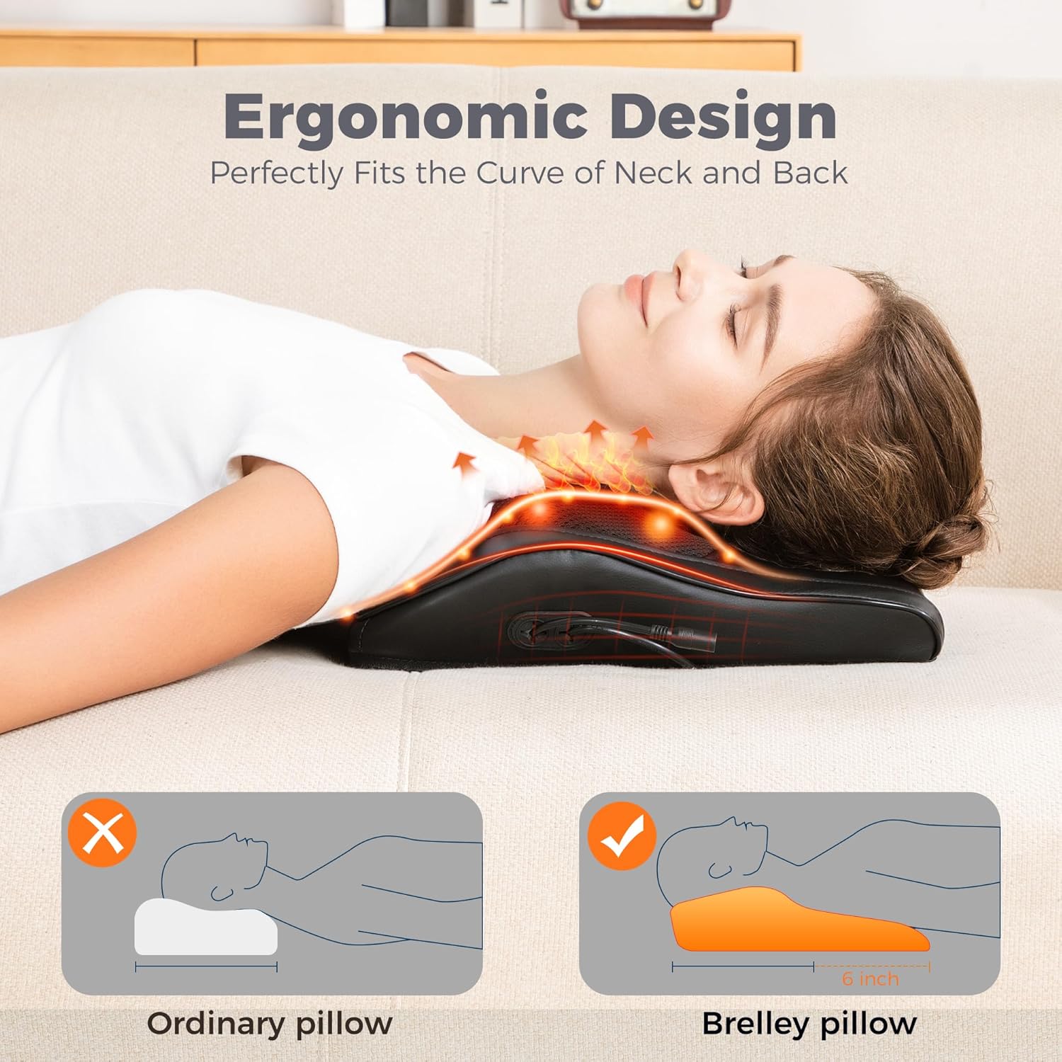 Brelley Neck and Back Massager for Pain Relief Deep Tissue with Heat, Shiatsu Shoulder Massager with Bi-Directional Rotating Head for Neck, Back, Shoulders, and Legs - Image 3