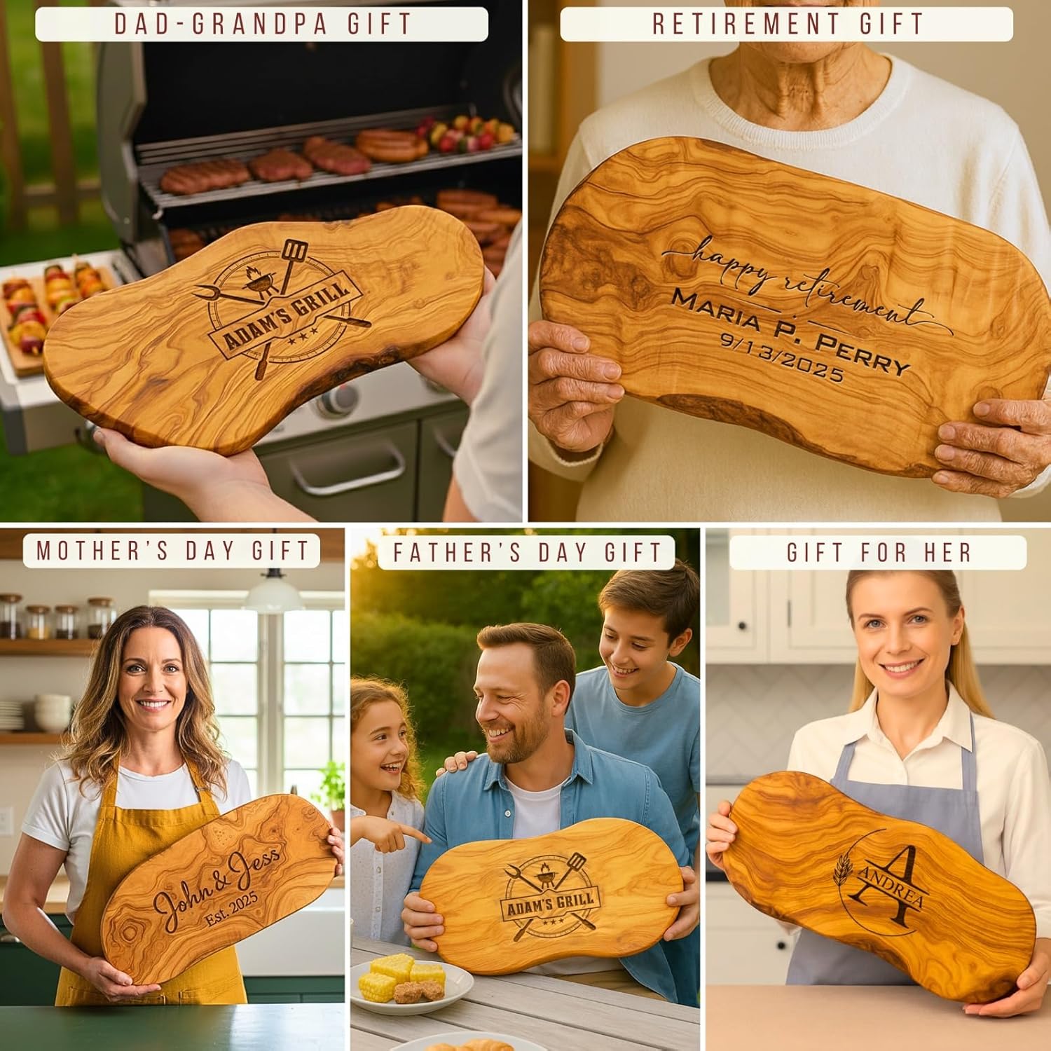 Personalized Olive Wood Cutting Board - Custom Charcuterie Boards, Housewarming, New Home, Retirement Gifts for Women, Her, Men, Him, Friends, Wedding, Bridal Shower, Engagement, Anniversary, Family - Image 3