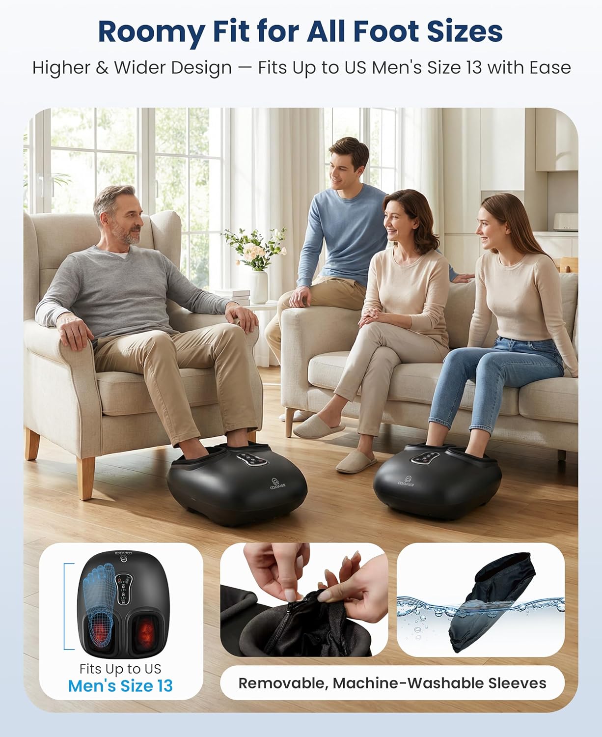 COMFIER Shiatsu Foot Massager with Fast Heat,Kneading Rolling Compression,Extra Vibration, FSA Eligible HSA Store, Plantar Fasciitis,Neuropathy Pain,Mothers Day Gifts for Women,Bigger Size to 13“ - Image 6