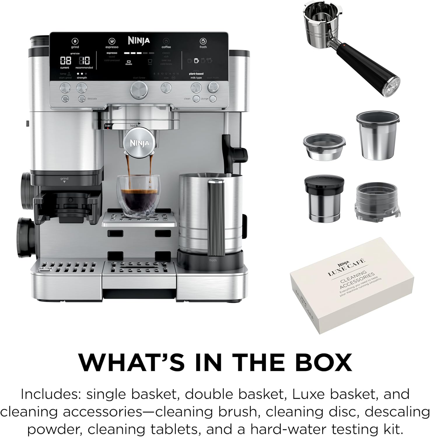 Ninja Luxe Café Premier 3-in-1 Espresso Machine, Drip Coffee, & Rapid Cold Brew | Built-in Coffee Grinder, Hands-Free Milk Frother, Assisted Tamper for Cappuccinos & Lattes | Stainless Steel | ES601 - Image 10