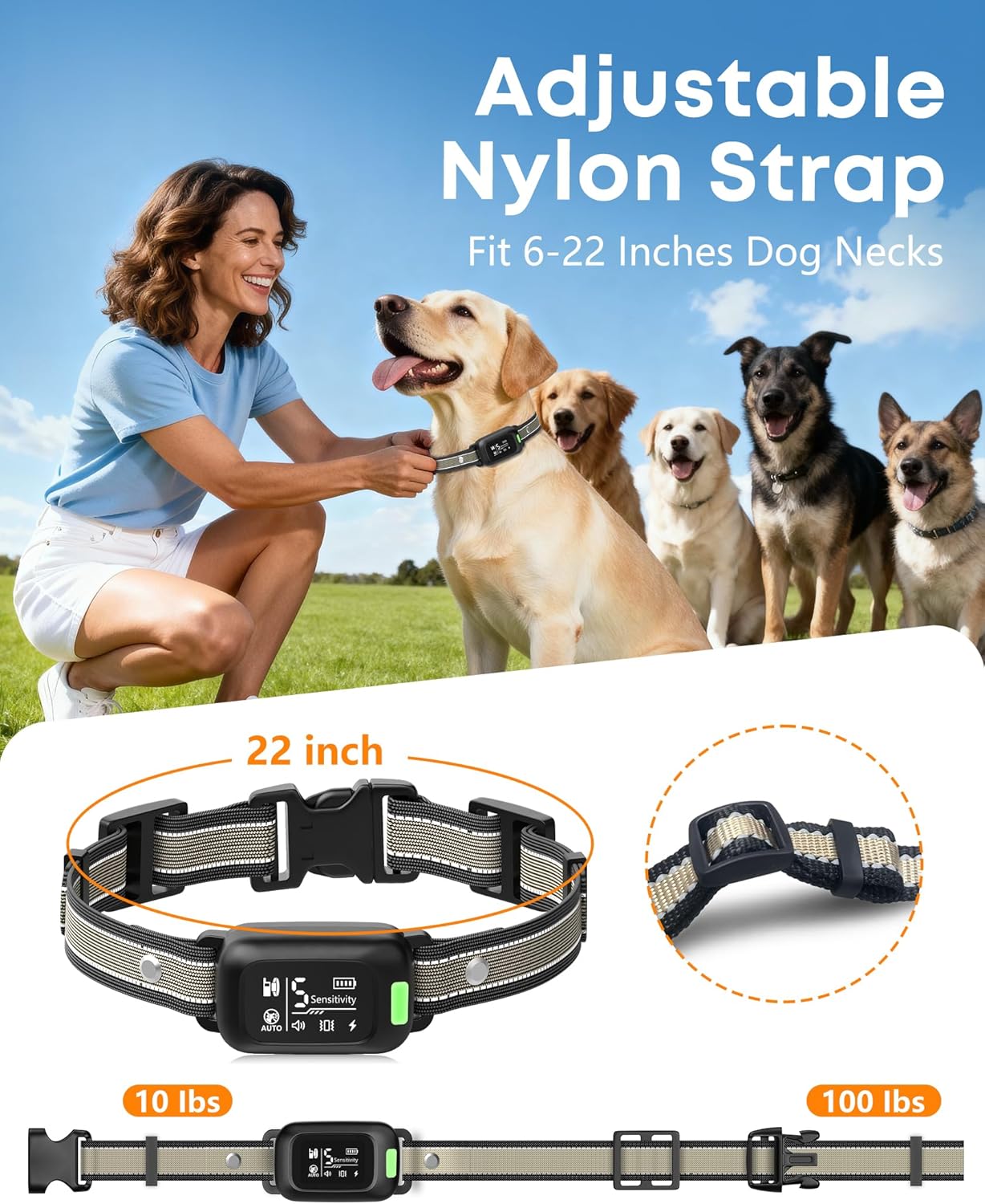 Delupet 2-in-1 Dog Bark & Shock Collar – 4500FT Dog Training Collar with Remote, 3 Training Modes & LED Light, IPX8 Waterproof E Collars with Anti-Barking for Small Medium Large Dog (Titanium) - Image 6
