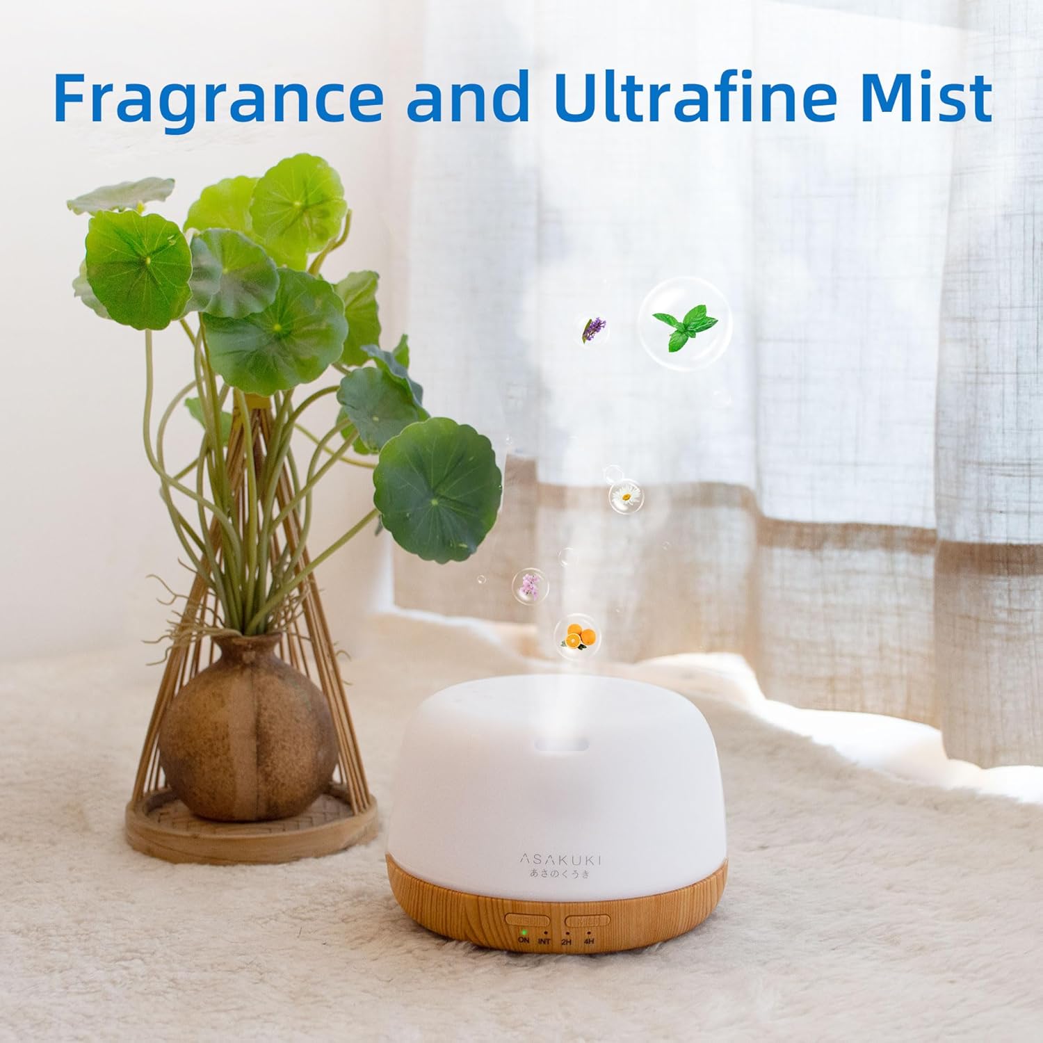 ASAKUKI Essential Oil Diffuser, 300ml Ultrasonic Aromatherapy Oil Humidifier with 7 Colors LED Lights, 2 Mist Mode for Home (Wood Grain) - Image 7