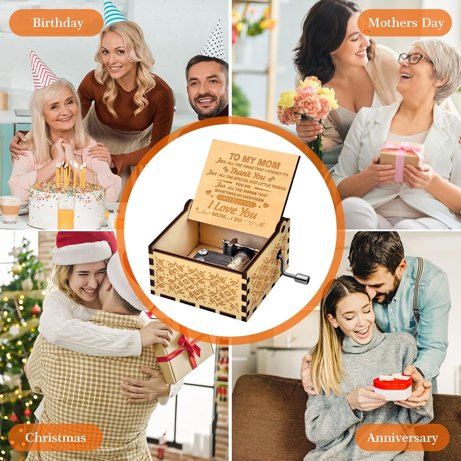 Likeny Mothers Day for Mom Gifts from Daughter Son for Mothers Day Birthday Best Mama Hand Crank Music Box - Image 5