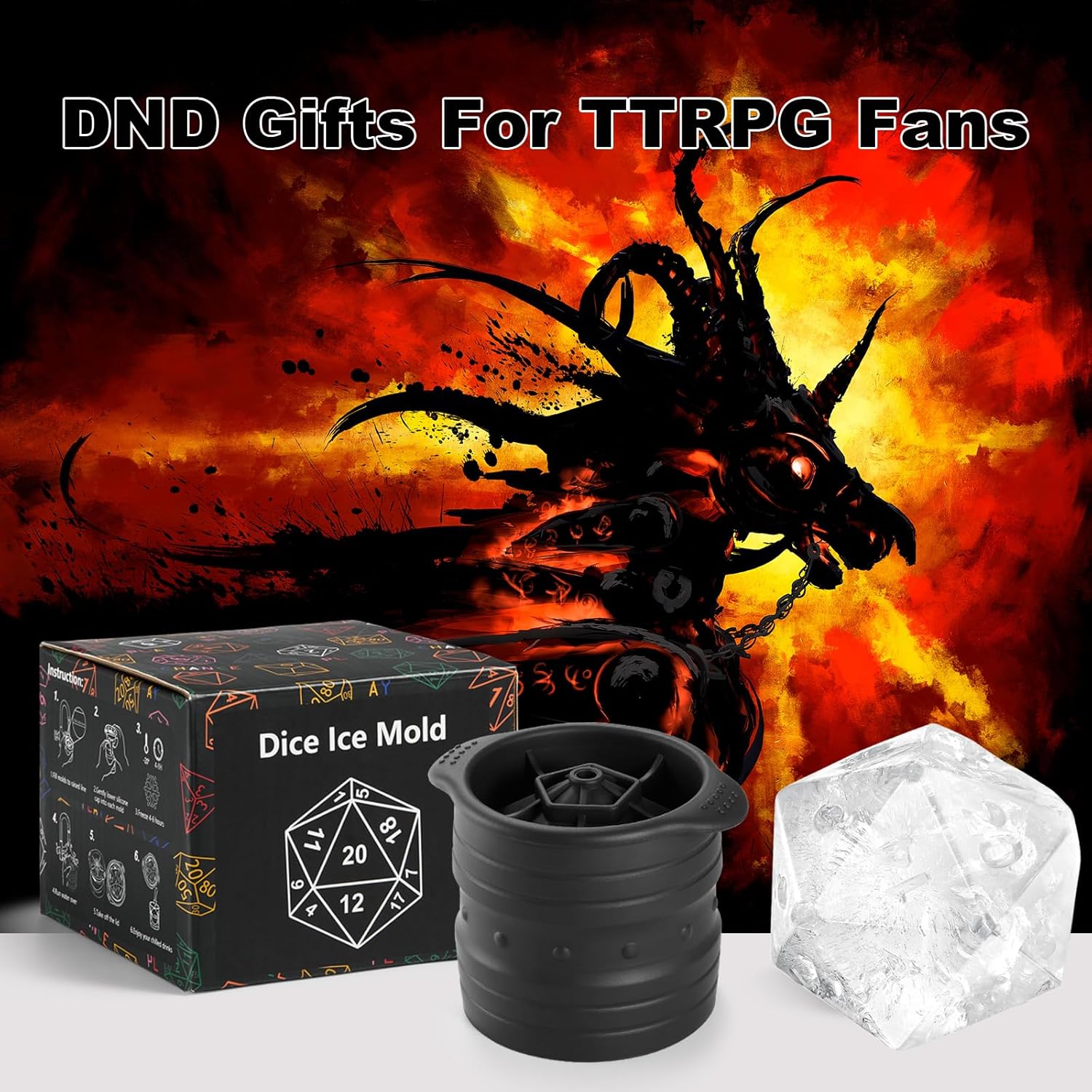 D20 Dice Ice Mold, DND Gamer Gifts for Men Women, Cool Christmas Stocking Stuffers Ideas for Adults TRGP Lover, Large Silicone D&D Accessories Ice Cube Tray for Cocktails,Bourbon,Whiskey,Game - Image 5