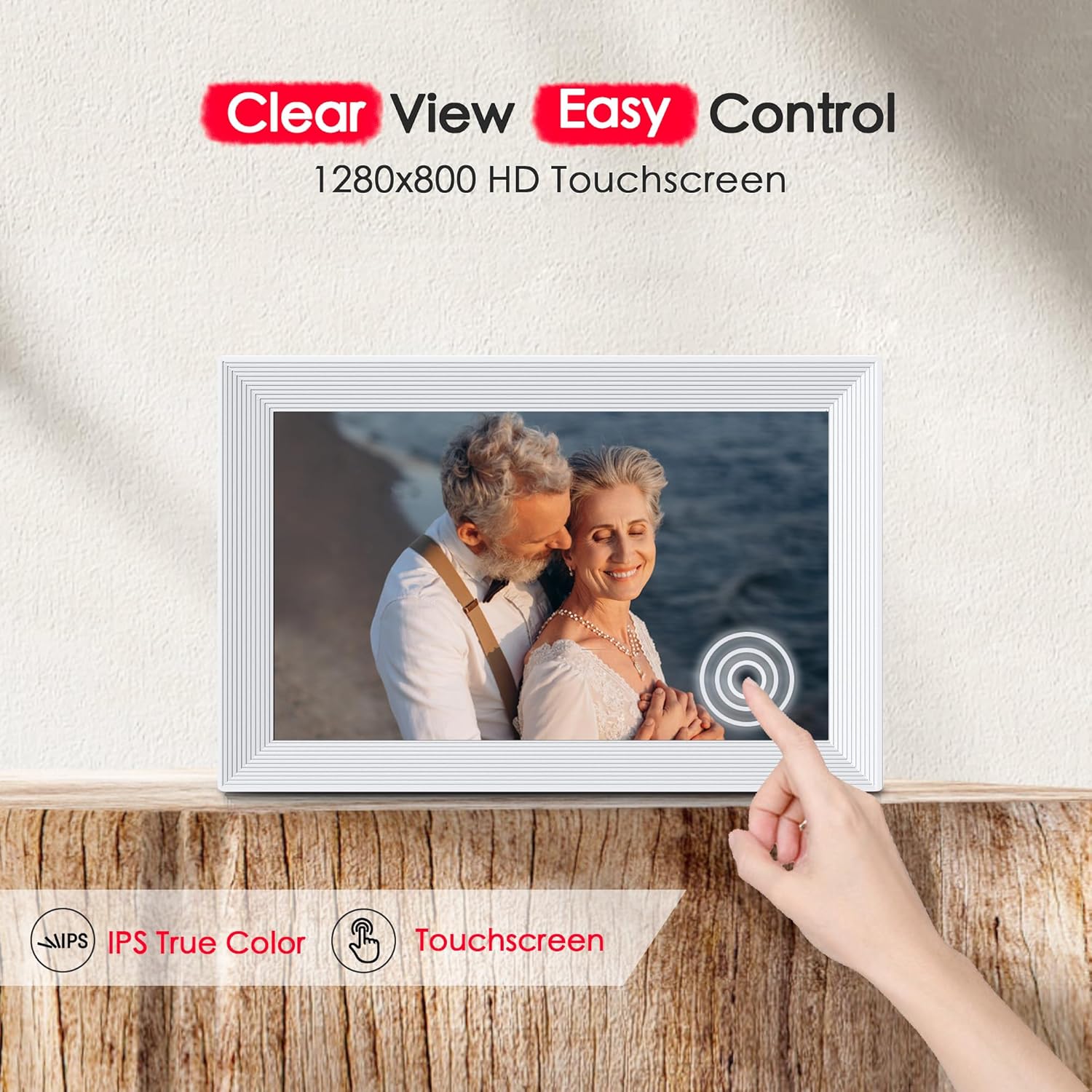 Digital Picture Frame, 10.1 inch Frameo Digital Frame WiFi, 1280 * 800 IPS HD Touchscreen, 32GB Storage, Instant Share Pictures Video, Smart Photo Frame Electronic, Gifts for Mom, House Warming - Image 3