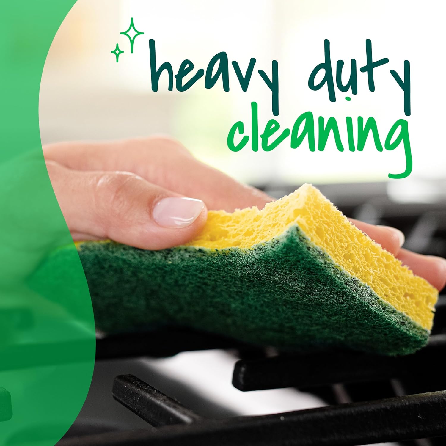 Scotch-Brite Heavy Duty Scrub Sponge, 6 Kitchen Sponges Designed for Tough Messes in the Kitchen that Last 3X Longer*, Best for Cast Iron Skillets and Outdoor Grills, Flexible, Durable, and Strong - Image 4
