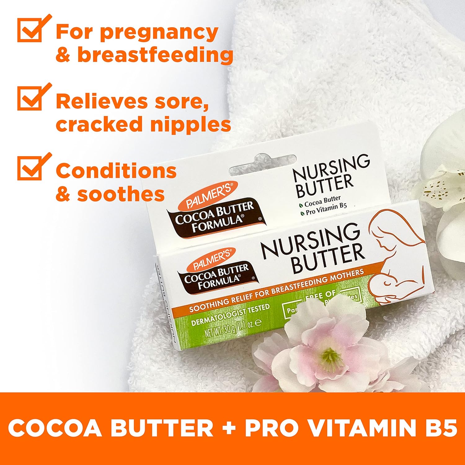 Palmer's Cocoa Butter Formula New Moms Skin Recovery Postpartum Essentials, Body Lotion (8.5 oz) + Nursing Butter (1.1 oz) + Bust Cream (4.4 oz) + Skin Therapy Oil (2 oz), Dermatologist Approved - Image 6