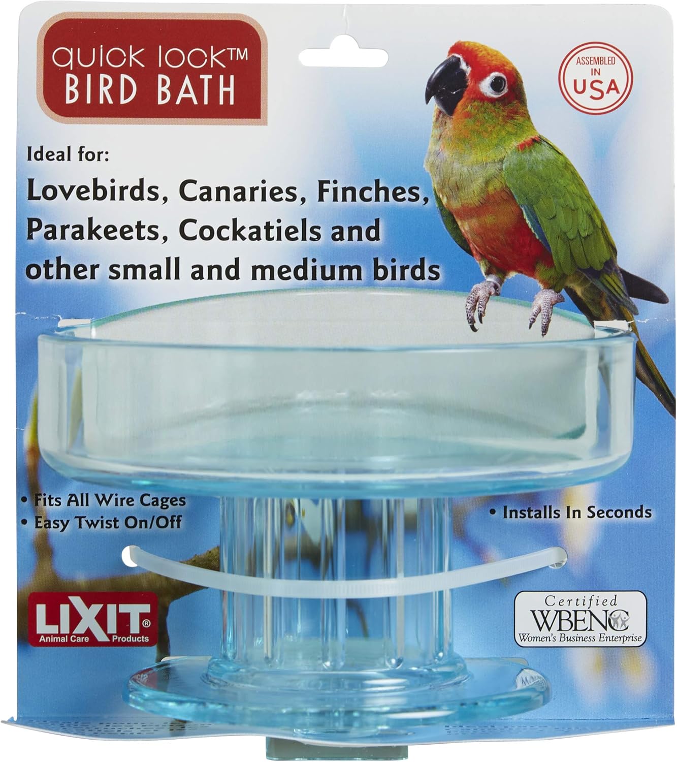 Lixit Quick Lock Bird Cage Bath for Lovebirds, Canaries, Finches, Parakeets, and Cockatiels and Other Small to Medium Feathered Friends (Pack of 1) - Image 5