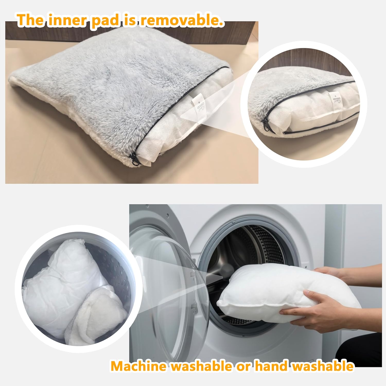 cat Bed cave-cat beds for Indoor Cats,Soft and Comfortable,Cute cat House,with Removable Washable Cushioned Pillow,Enclosed cat Bed,Kitty pet hut、Hideaway,Small Dog Tent,Grey - Image 7