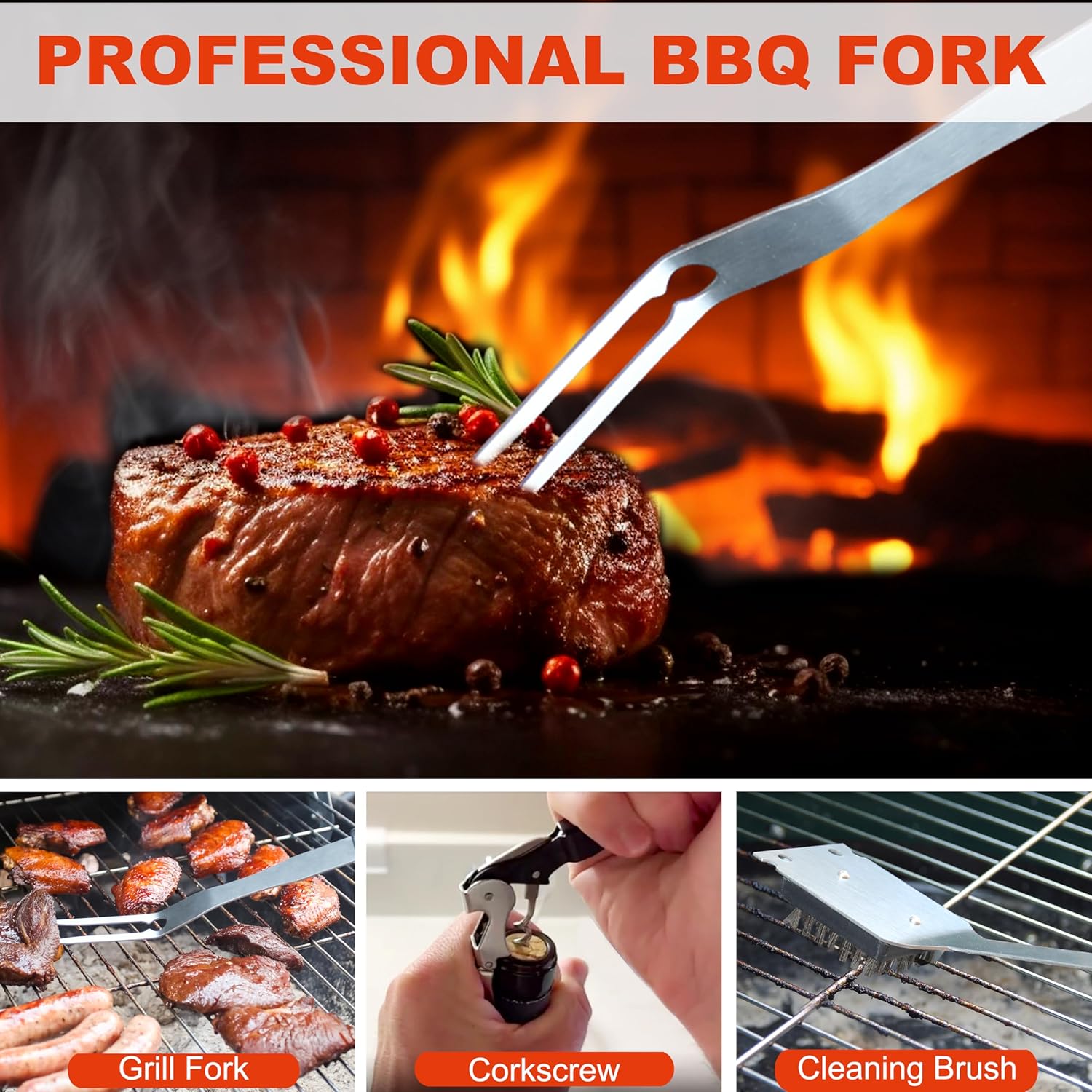 Grilljoy BBQ Accessories Grill Tools Set - 22PCS Stainless Steel Barbecue Grill Accessories for Outdoor Grill with Black Aluminum Case - Christmas Grilling Gifts for Men & Dad -Grill Tools Kit - Image 5