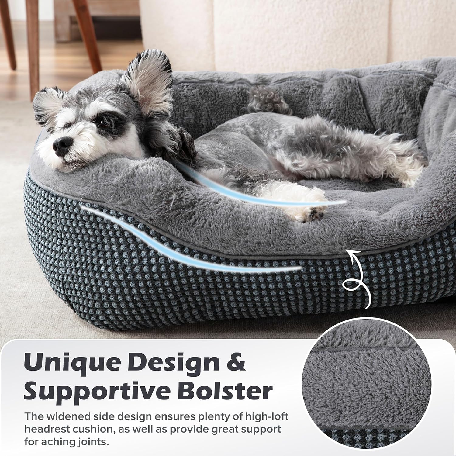 INVENHO Small Dog Bed for Small Dogs, Cat Beds for Indoor Cats Washable, Orthopedic Dog Bed, Warming Soft Calming Sleeping Puppy Bed Durable Pet Bed with Anti-Slip Bottom S(20"x19"x6") - Image 4