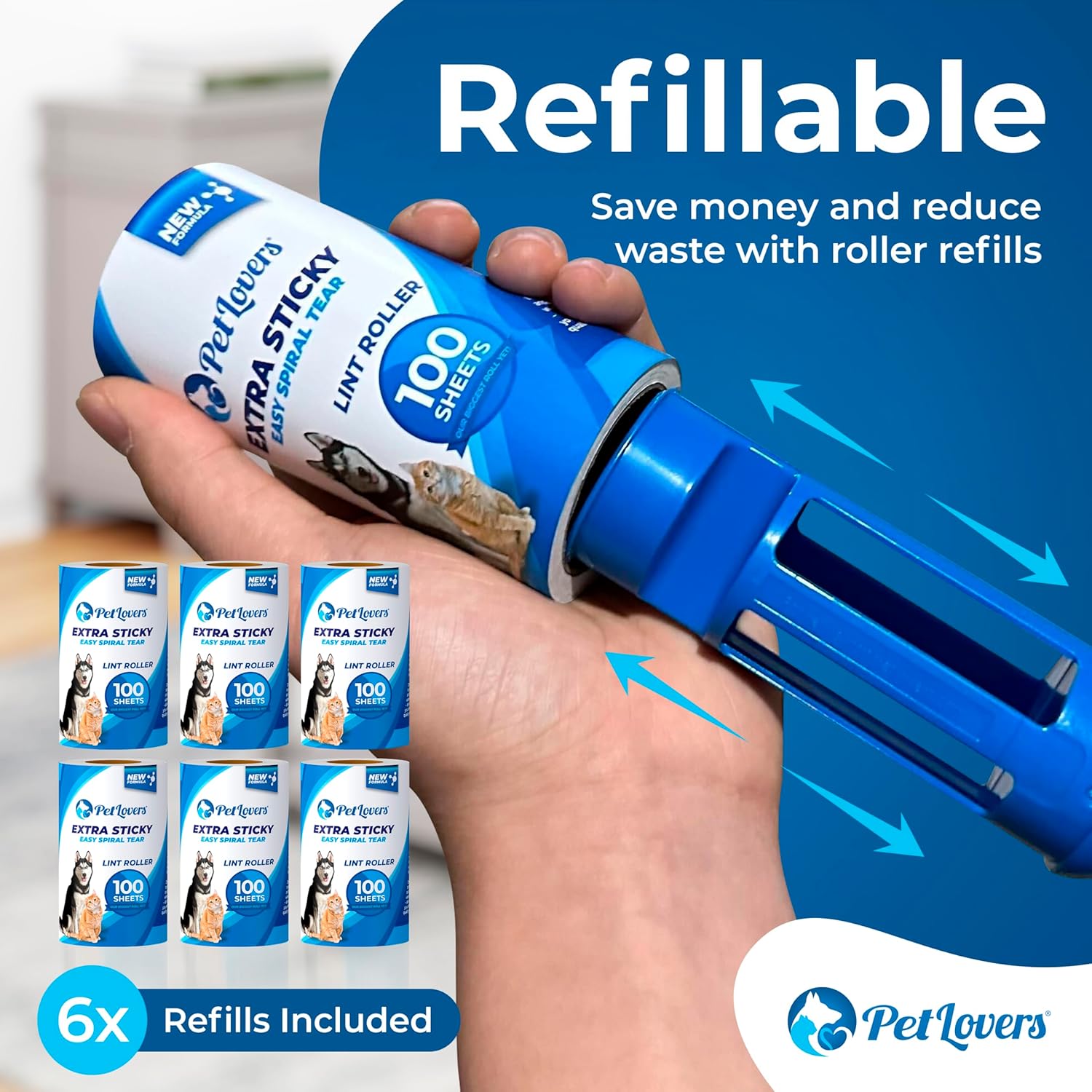 PetLovers Extra Sticky Lint Roller Ultimate Value Set 800 Sheets for Pet Hair Removal, Dog and Cat Lint Remover 8 Pack - Image 4