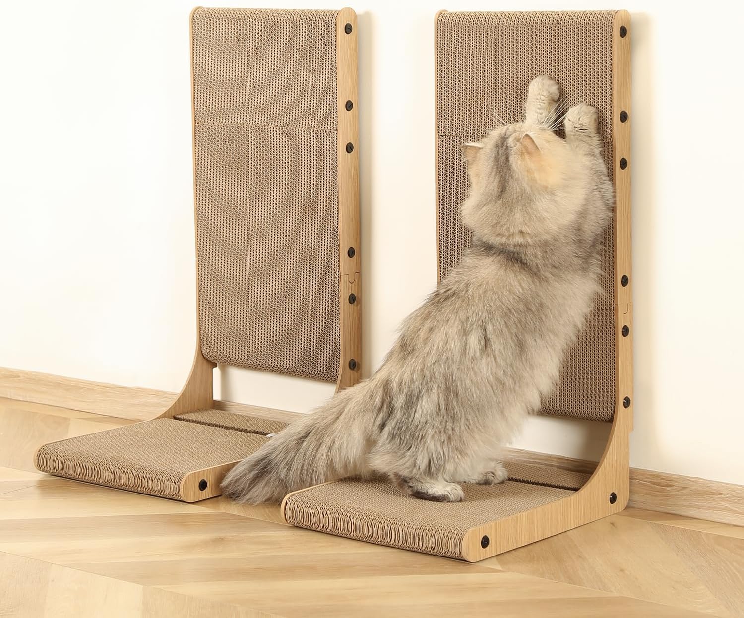 Zakkart 2-Pack Cat Scratching Board, 25.6'' Tall Cardboard L Shape Vertical Cat Scratchers for Indoor Cats, Cat Scratching Post for Wall and Couch, Large - Image 7