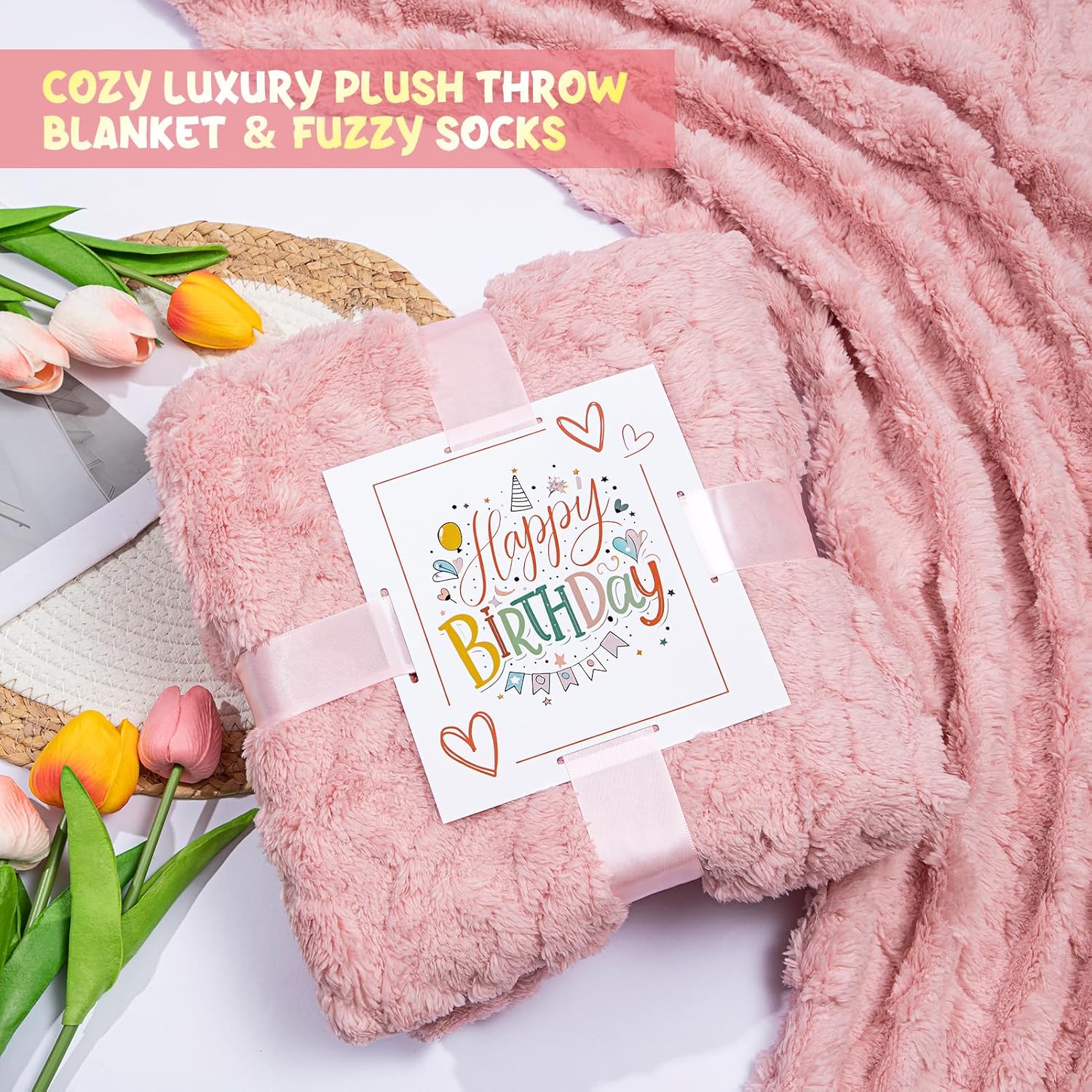 Birthday Gifts for Women, 13PCS Unique Happy Birthday Gifts Basket for Mom Her Best Friend Sister Wife Girlfriend Coworker Bestie, Luxury Self Care Box Relaxing Spa Gifts Set (Rose) - Image 3