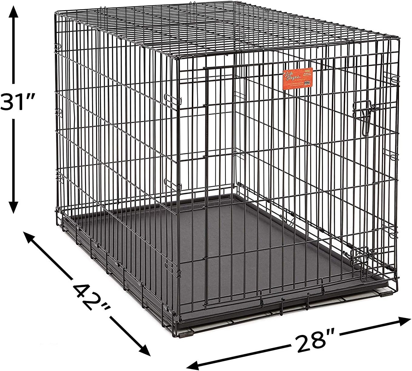 MidWest Homes for Pets 42-Inch LifeStages Crate for Large Breeds, 71-90 lbs, Single Door Folding Dog Crate with Divider Panel, Leak-Proof Tray & Secure Latch, Heavy-Duty & Easy to Assemble - Image 3