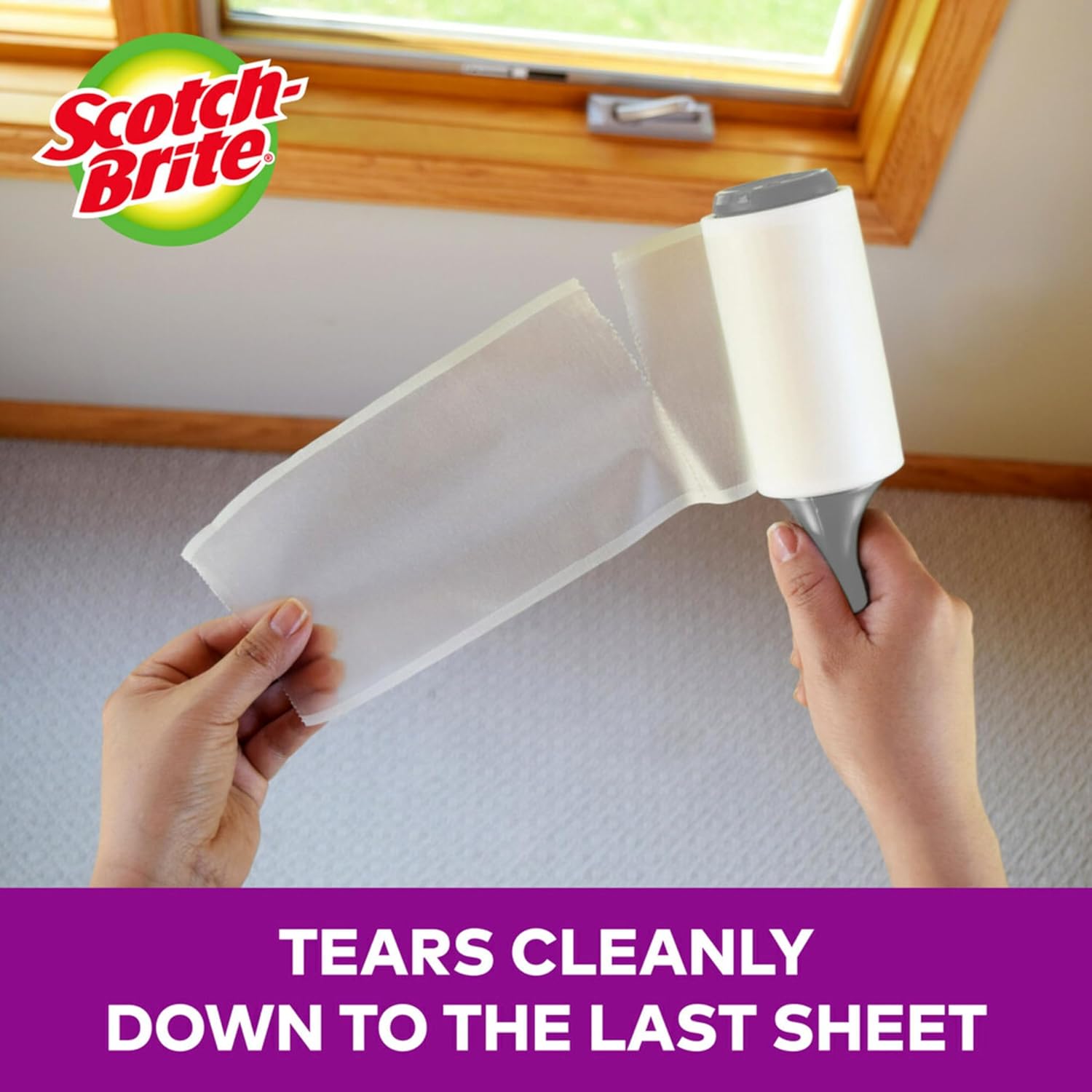 Scotch-Brite Pet Hair Pickup Extra Sticky Lint Roller, Designed for Removing Fur + Fluff on Couches, Clothes, Dog and Cat Beds, & More, 4 Pack, 192 Easy-Tear Adhesive Sheets Total - Image 4