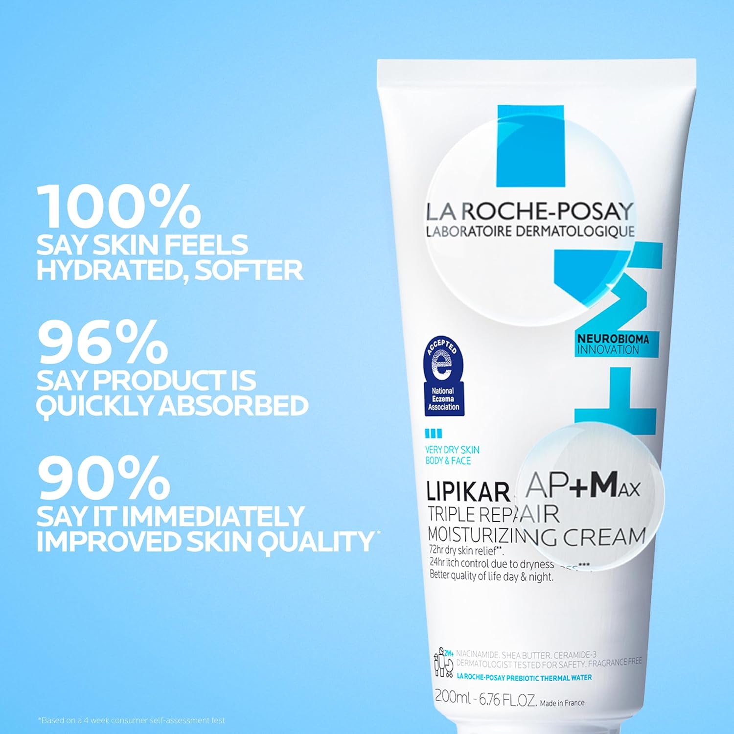 La Roche-Posay Lipikar AP+MAX Triple Repair Moisturizing Body Cream | Face & Body Lotion for Dry Skin with Shea Butter & Niacinamide | Gentle Moisturizer for Very Dry, Rough & Sensitive Skin - Image 6