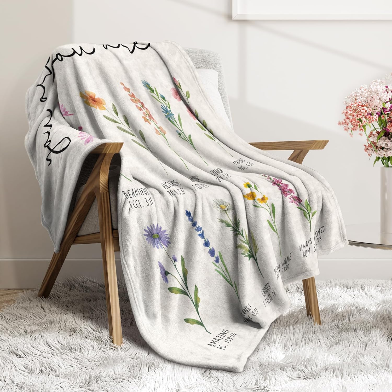 Afterprints Christian Gifts for Women, Christian Blanket with Flowers, Birthday Gifts for Women, Christmas, Inspirational, Religious Gifts for Sister, Friend, Daughter, Soft Throw Blankets 50'' x 60'' - Image 8