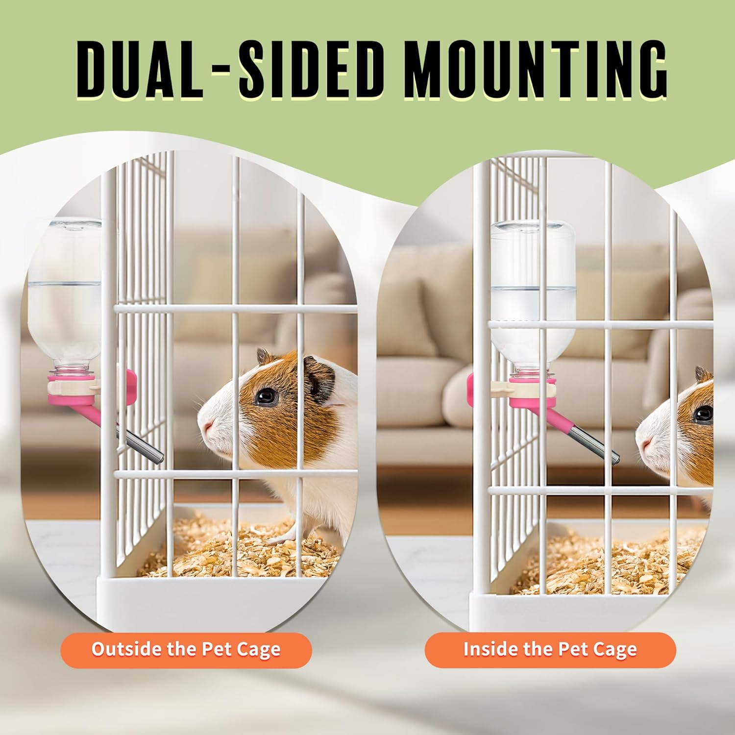 Choco Nose Patented No-Drip Water Bottle/Feeder for Guinea Pigs/Hamsters/Bunnies/Ferrets/Other Small Pets, Critters and Animals -for Cages, Crates or Wall Mount. 10.2 oz. Nozzle 10mm, Pink (C128) - Image 5