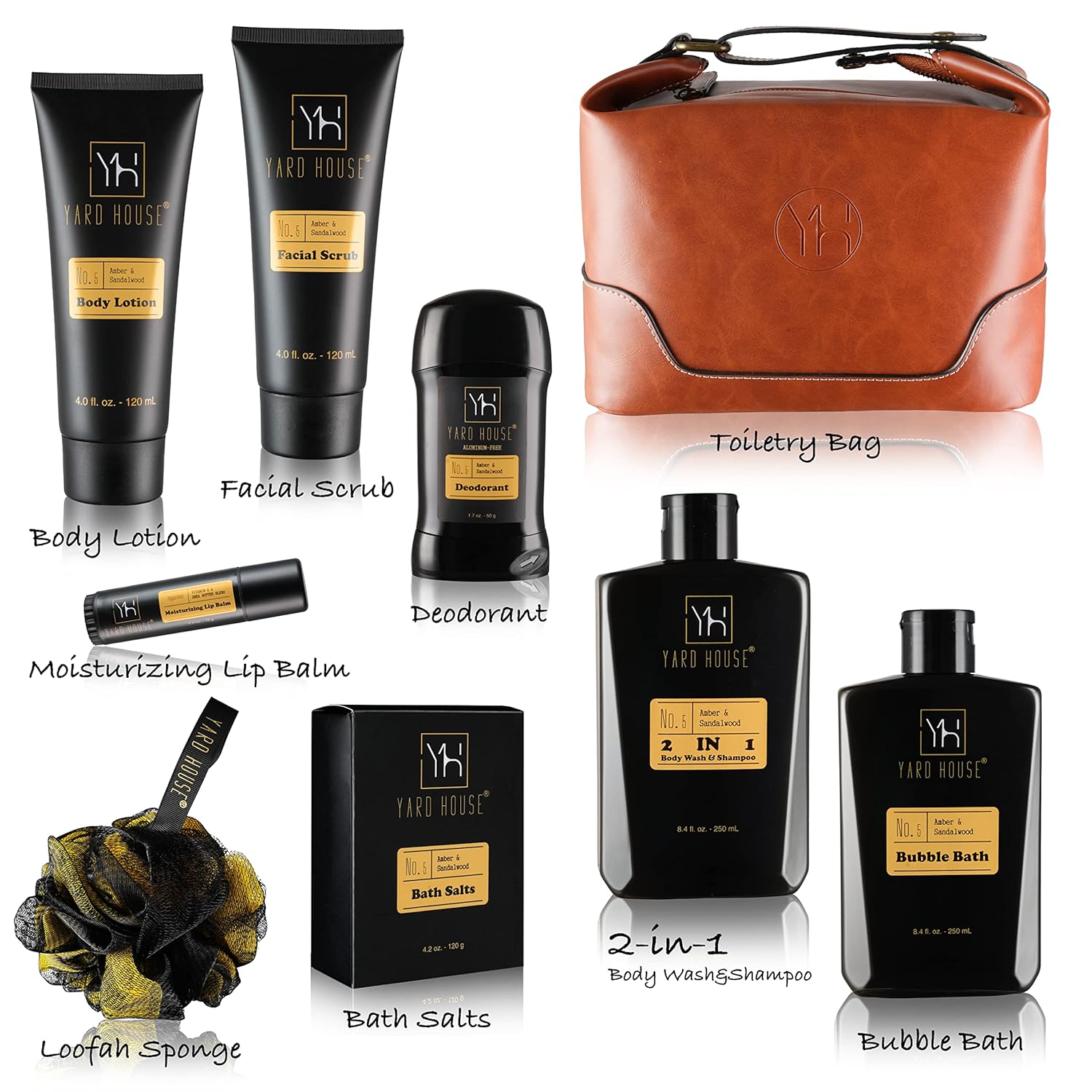 Bath and Body Gift Set for Men - Sandalwood Amber - Birthday, Christmas, Fathers Day Gifts From Wife Daughter Son for Husband, Dad - Relax Spa Kit w. Full Size Items in Deluxe Toiletry Bag - Image 2