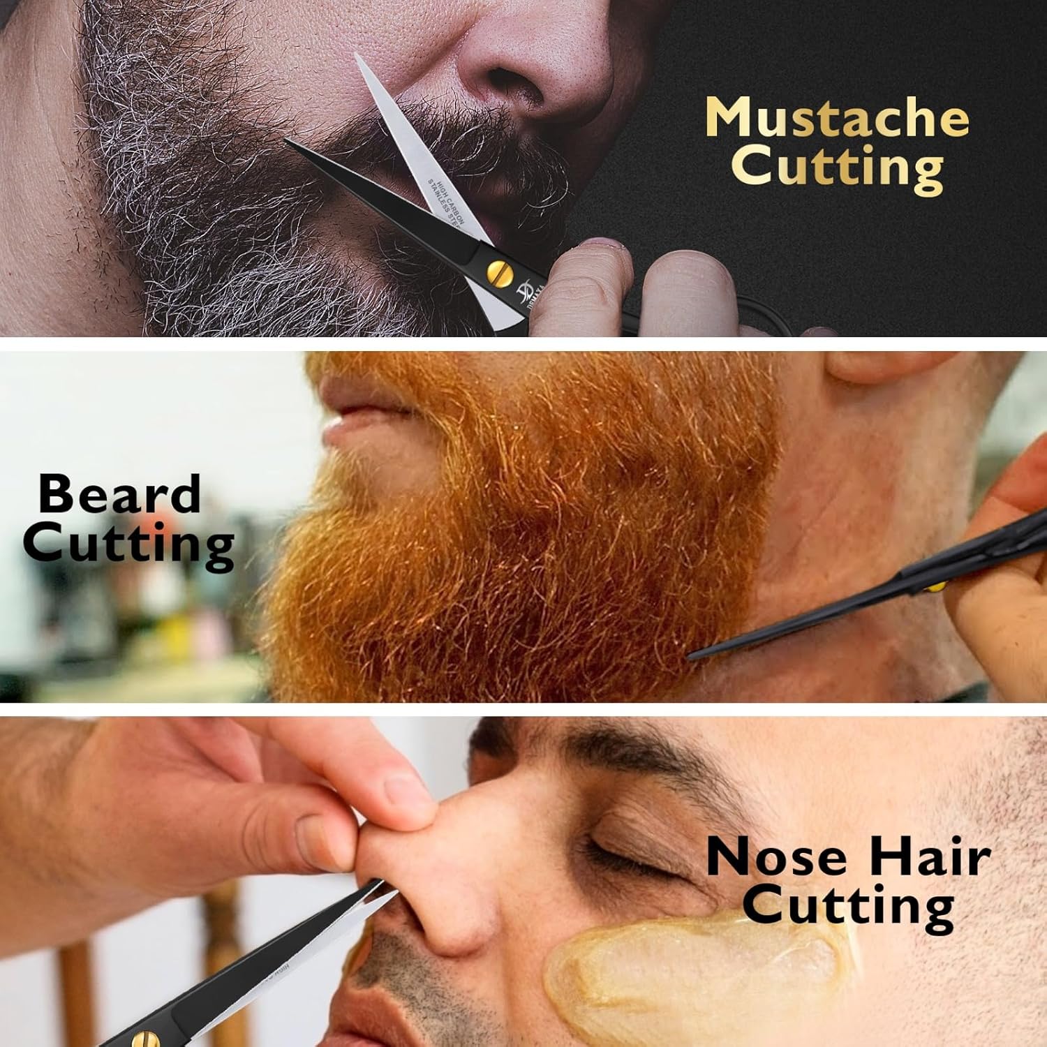 DEMAXA 5" Professional Beard Scissors for men Mustache Scissors with 1 Mustache Comb, 1 Beard Comb & Soft Pouch – Prefect Beard shears mustache kit for All Facial Hair – moustache Grooming kit for Men - Image 8