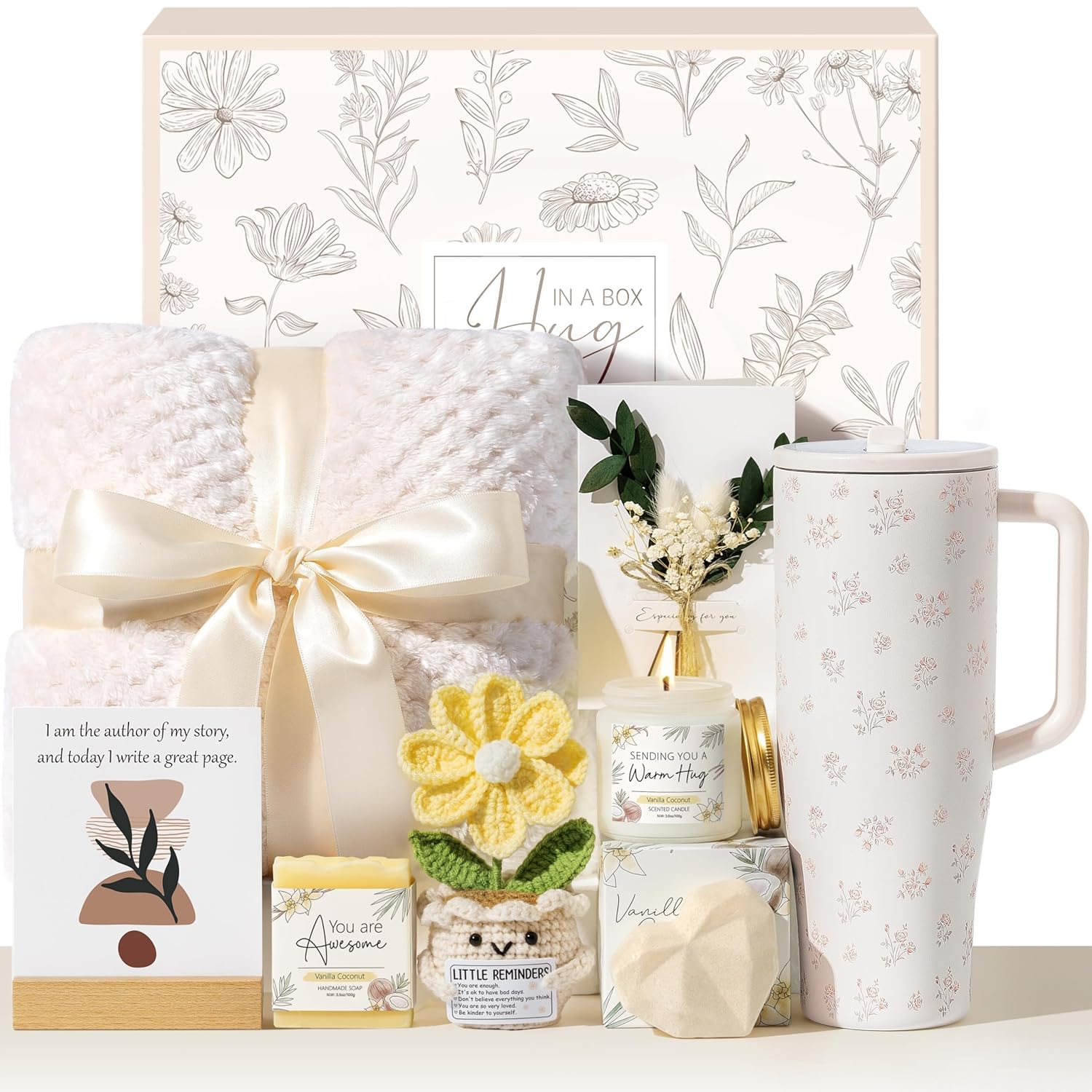 Mothers Day & Birthday Gifts for Women - Get Well Soon Spa Care Package, Luxury Self Care Gift Basket for After Surgery & Cancer Care Inspirational Thinking of You Sympathy Gift Set for Mom Her Friend