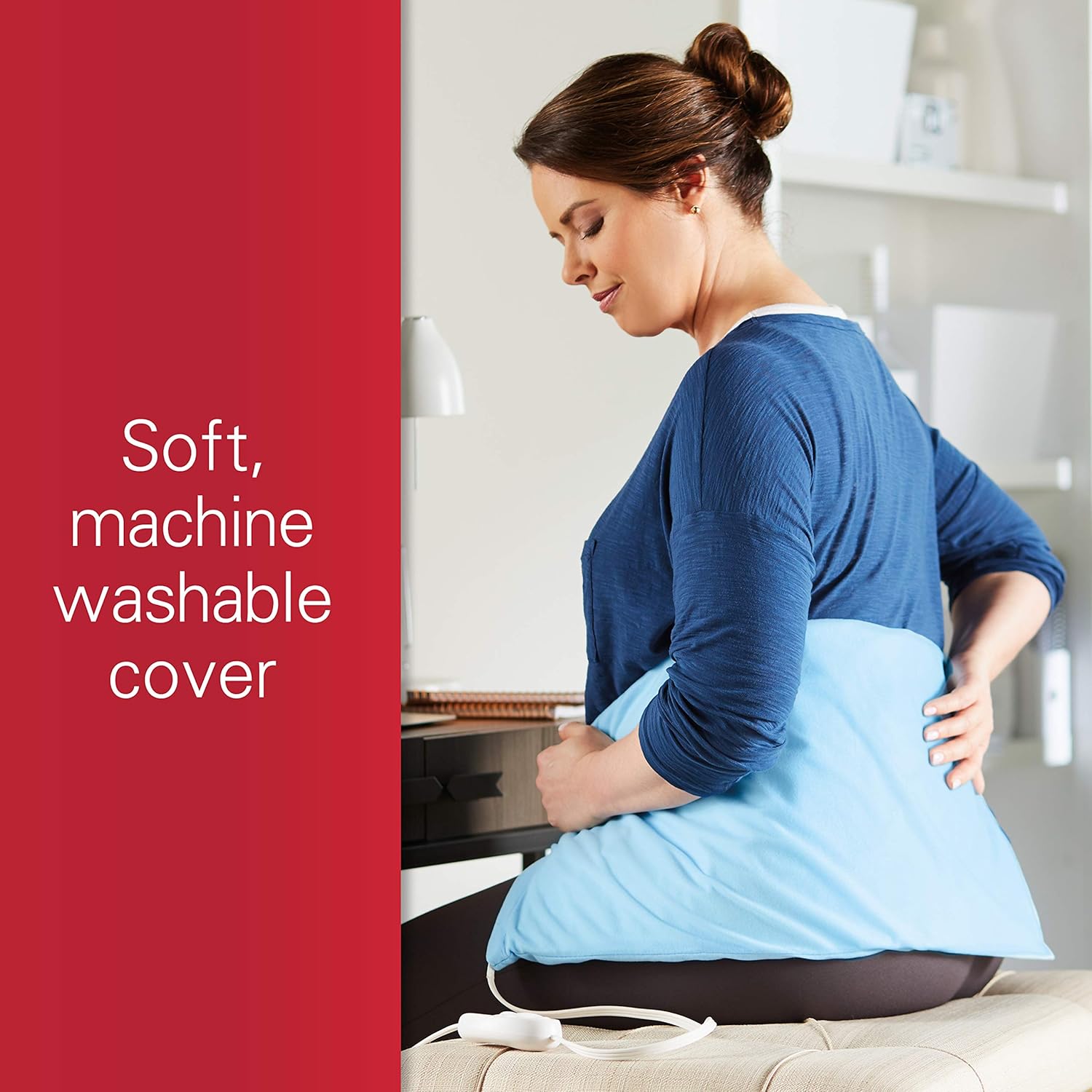 Sunbeam XL Heating Pad for Back Neck and Shoulder Pain Relief with Sponge for Moist Heating Option Extra Large 12 x 24" Blue - Image 5
