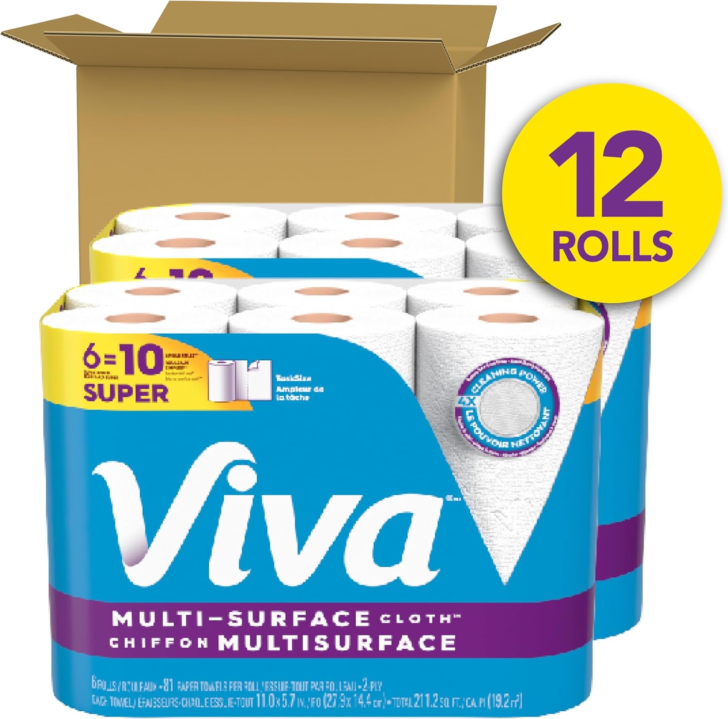 Viva Multi-Surface Cloth Paper Towels, Choose-A-Sheet Size, 12 Super Rolls, 81 Sheets per Roll (Packaging May Vary) - Image 2