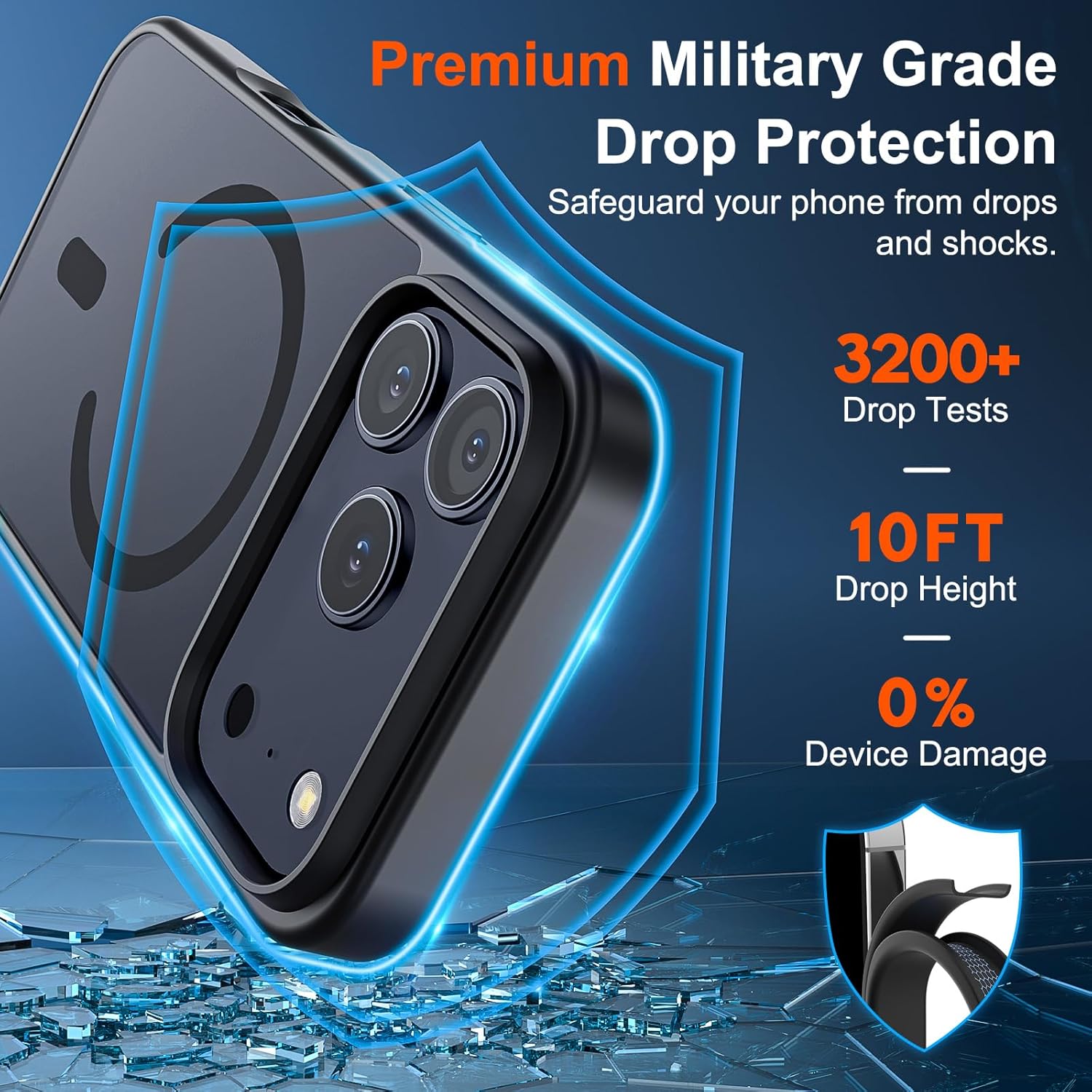 SUPFINE Magnetic for iPhone 17 Pro Max Case (Compatible with MagSafe)(Military Grade Drop Protection) Translucent Matte Shockproof with Anti-Fingerprint Phone Cover, Black - Image 3