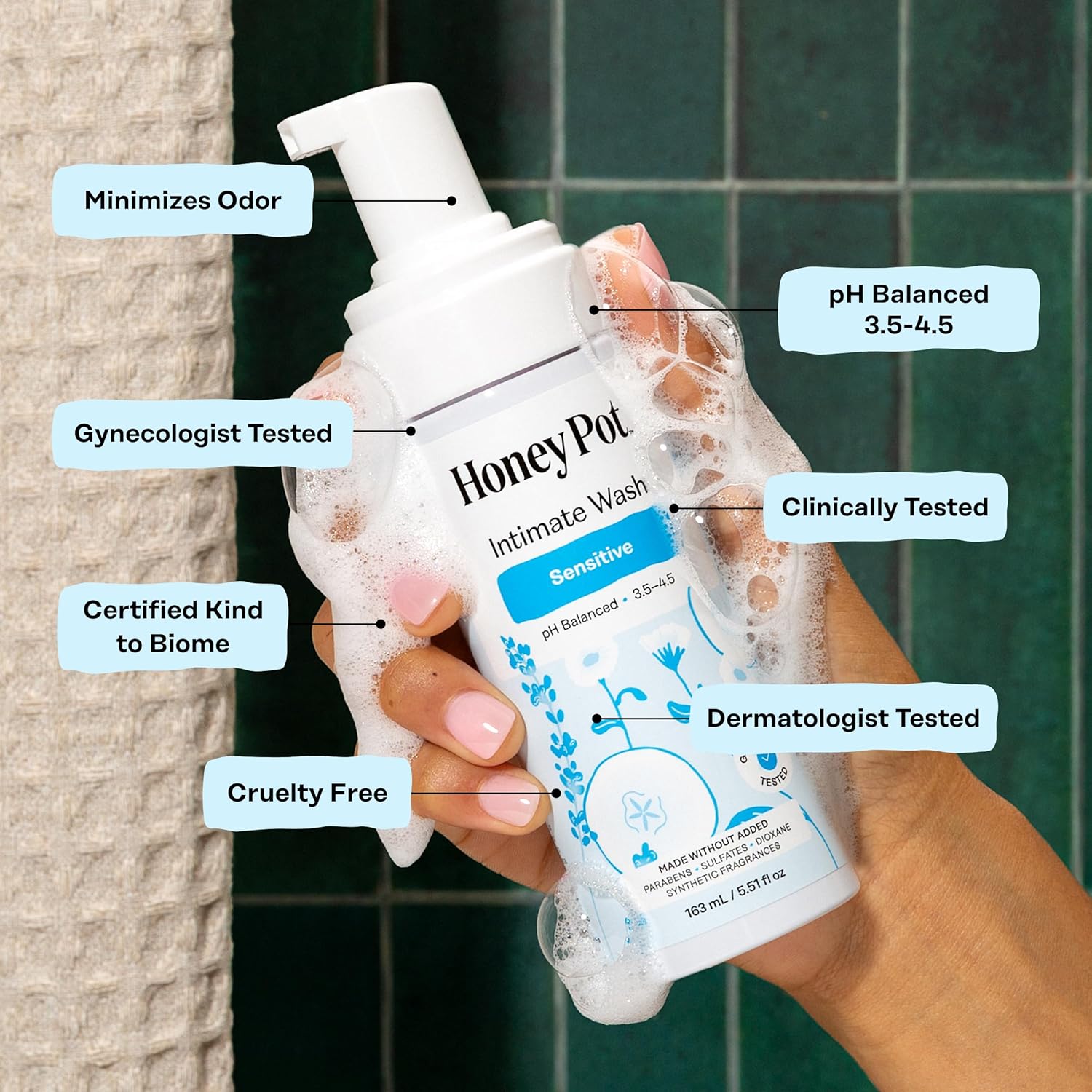 The Honey Pot Company - Sensitive Feminine Wash - Herbal Infused - PH Balanced Plant Based Natural Hygiene Products - 5.51 Fluid Oz - Image 5
