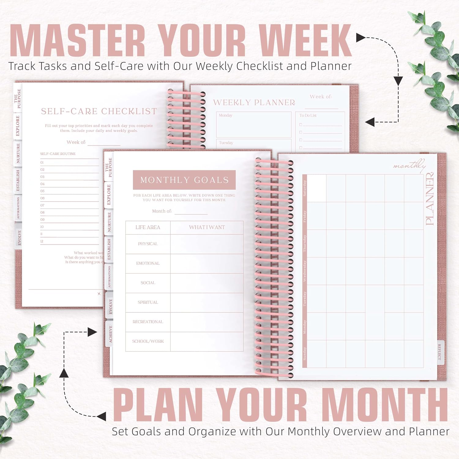 Planners with Purpose Self Care Journal – Guided Daily Reflection Notebook to Support Mental & Physical Health Habits – Self Love Manifestation & Affirmations Planner - Personal Growth Goals Happiness - Image 3
