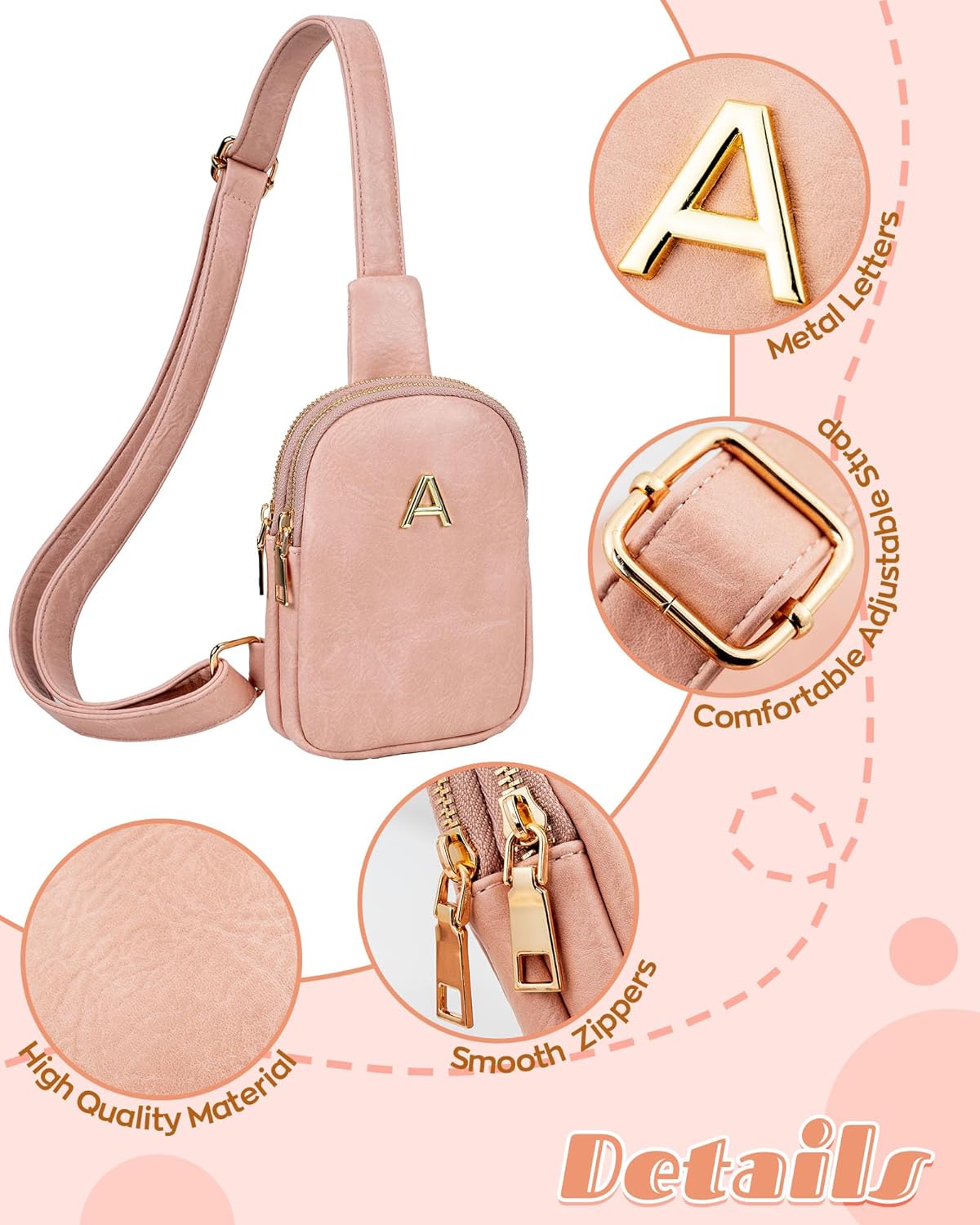 Birthday Gifts for 5 6 7 8 9 10 11 12 Year Old Girls, Initial Crossbody Bag for Girls, Tween Girls Trendy Stuff, Mini Sling Bag for Travel, Teen Girl Gifts Trendy Stuff, Small Everyday Bags - Image 3