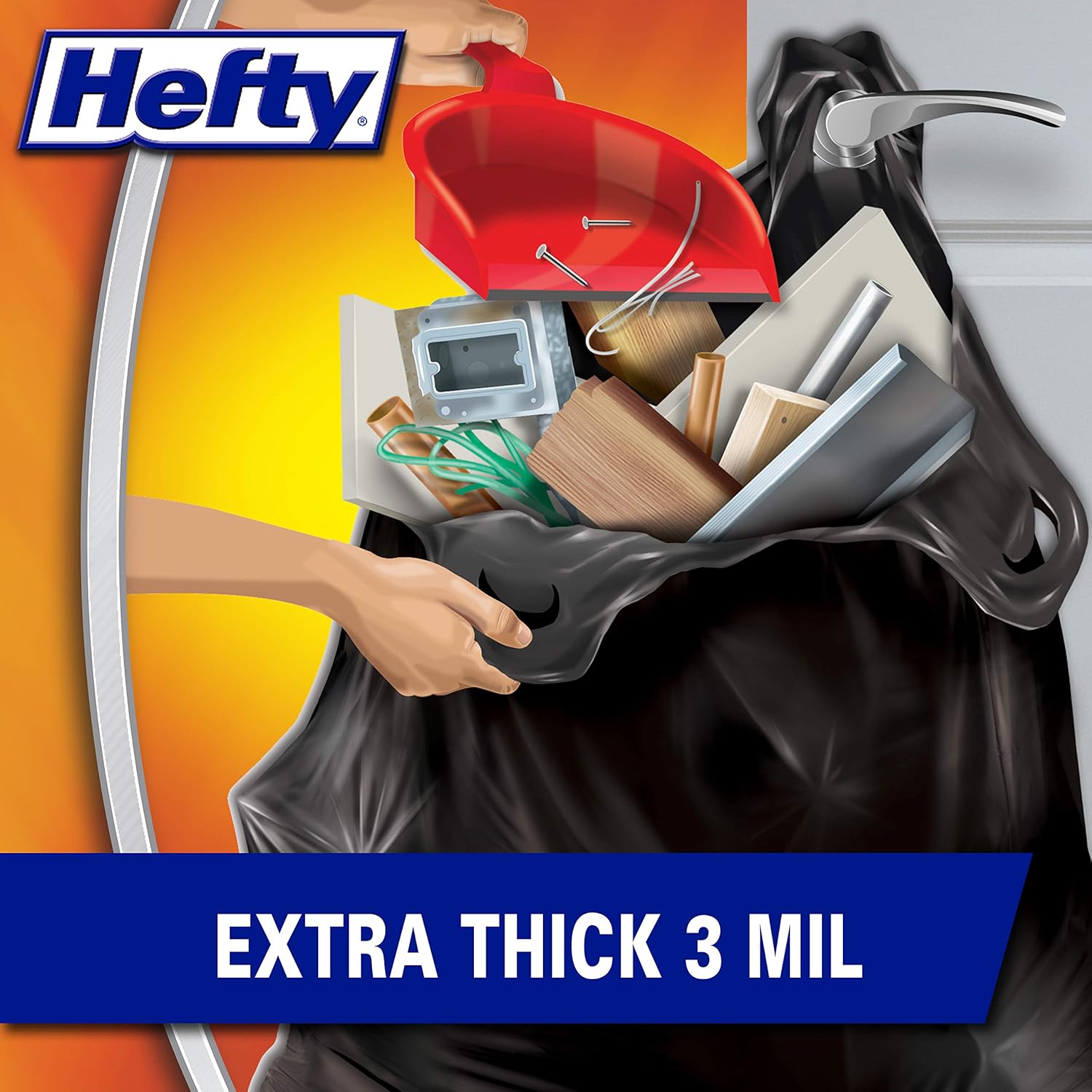 Hefty Load & Carry Heavy Duty Contractor Large Trash Bags, 42 Gallon, 26 Count - Image 3